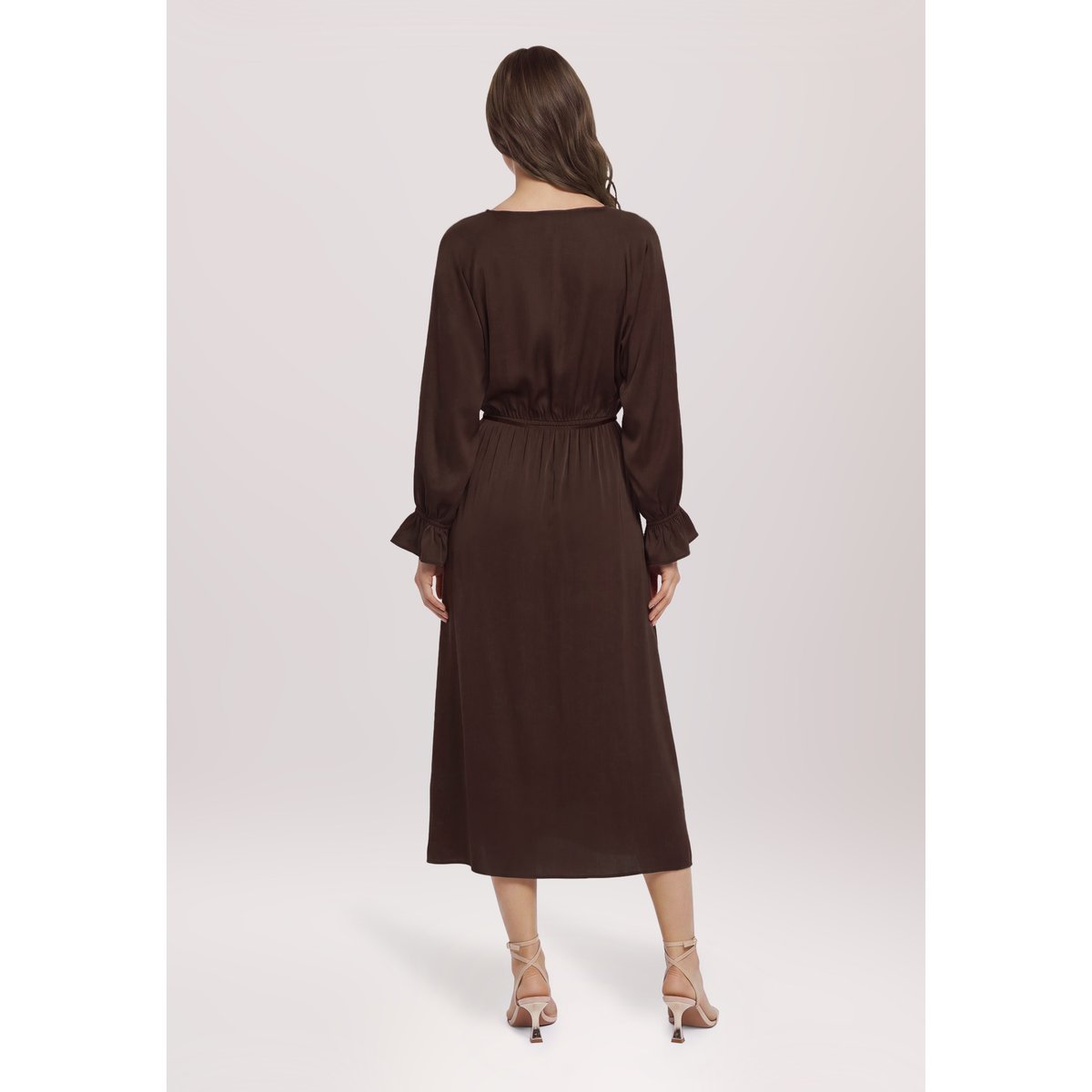 Robe de cocktail à encolure bateau espresso brown, VERA MONT