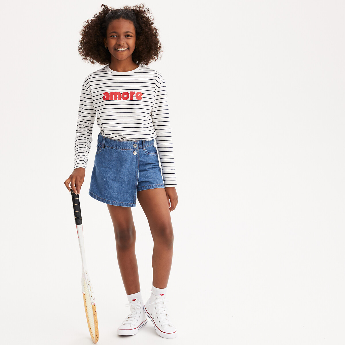Jupe-short en jean denim double stone, LA REDOUTE COLLECTIONS