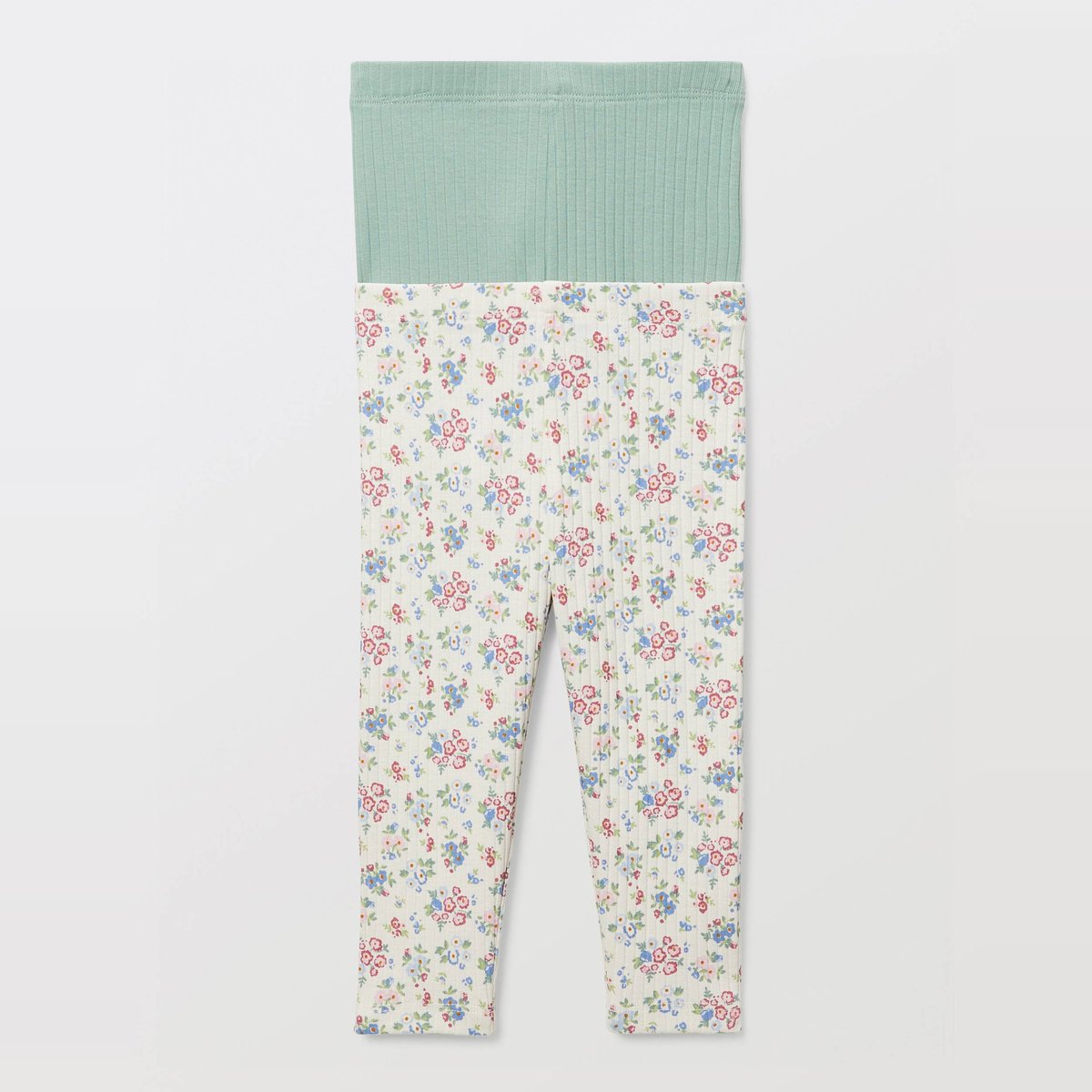 Lot de 2 leggings un uni et un imprimé en coton BIO GOTS naturel, BOUT'CHOU