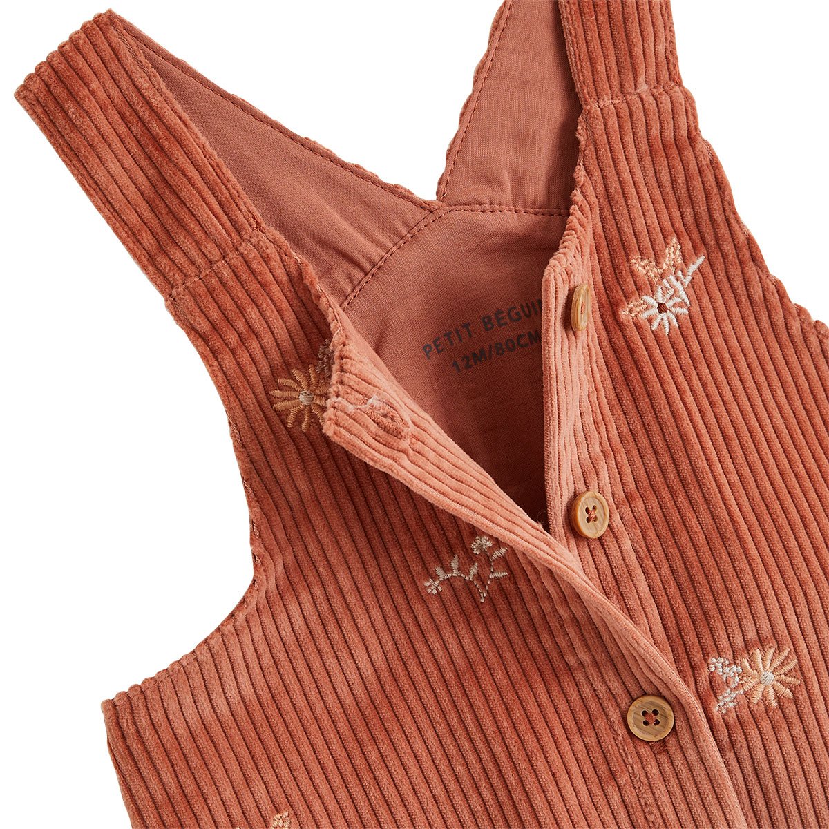Robe bébé en velours côtelé Ollie terracotta, PETIT BEGUIN