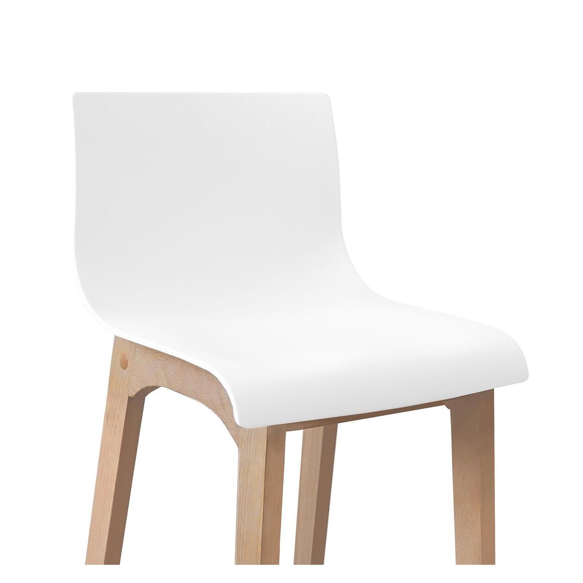 Lot de tabourets de bar en chêne et assise plastique blanche 75cm TANNA|Lot de 6 | Lot de 6 blanc, MOB IN