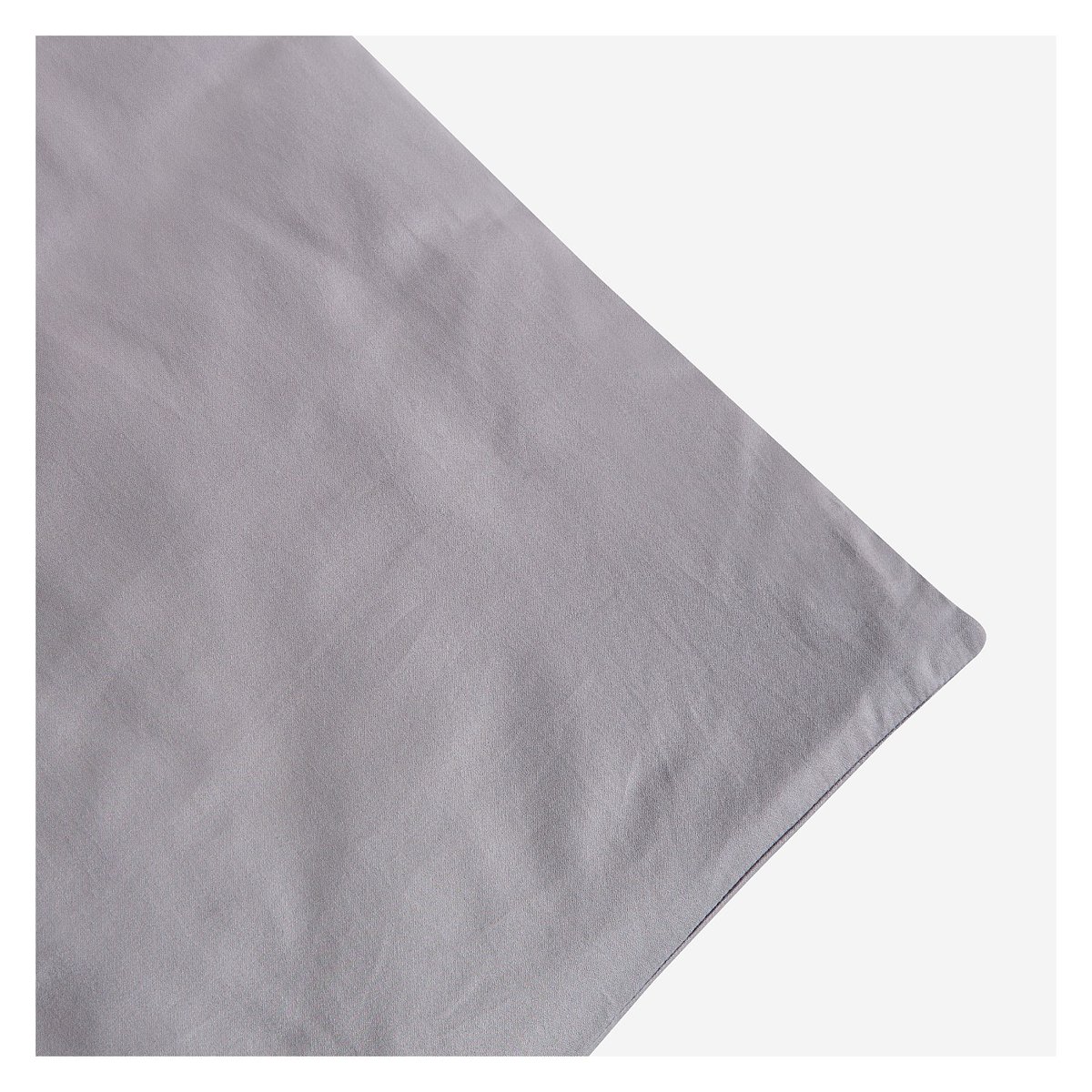 Housse de couette en satin de coton ALEXANE gris, HABITAT