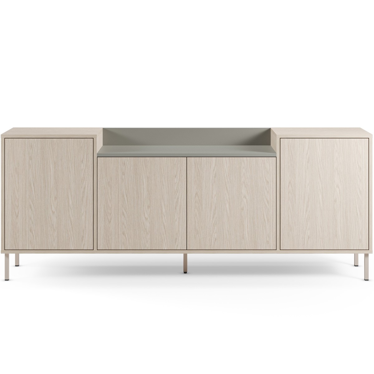 Buffet 4 portes bicolore - AMOS vert et décor chêne clair, HOMIFAB