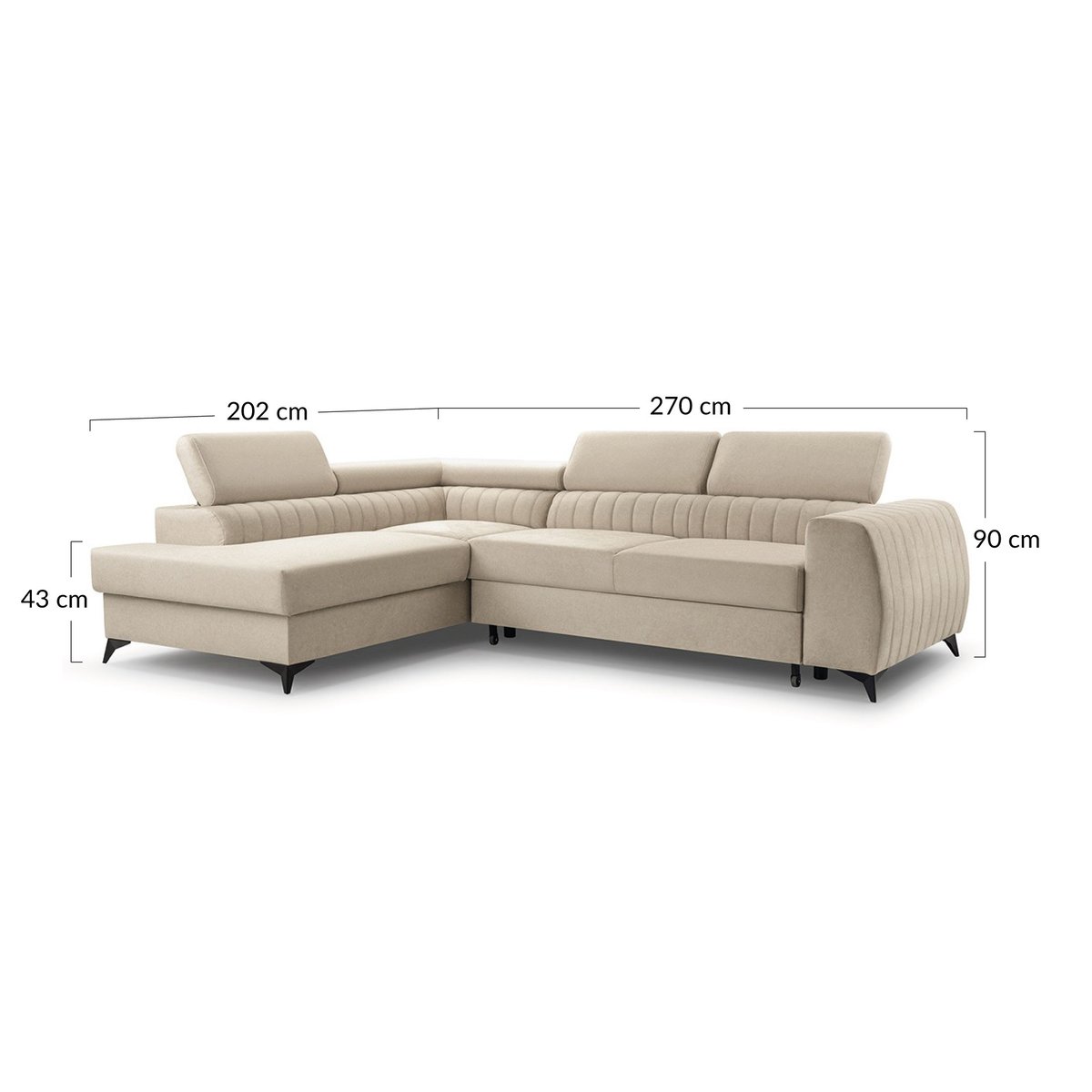 Canapé d'Angle Convertible 5 places - ANETA taupe, BEST MOBILIER