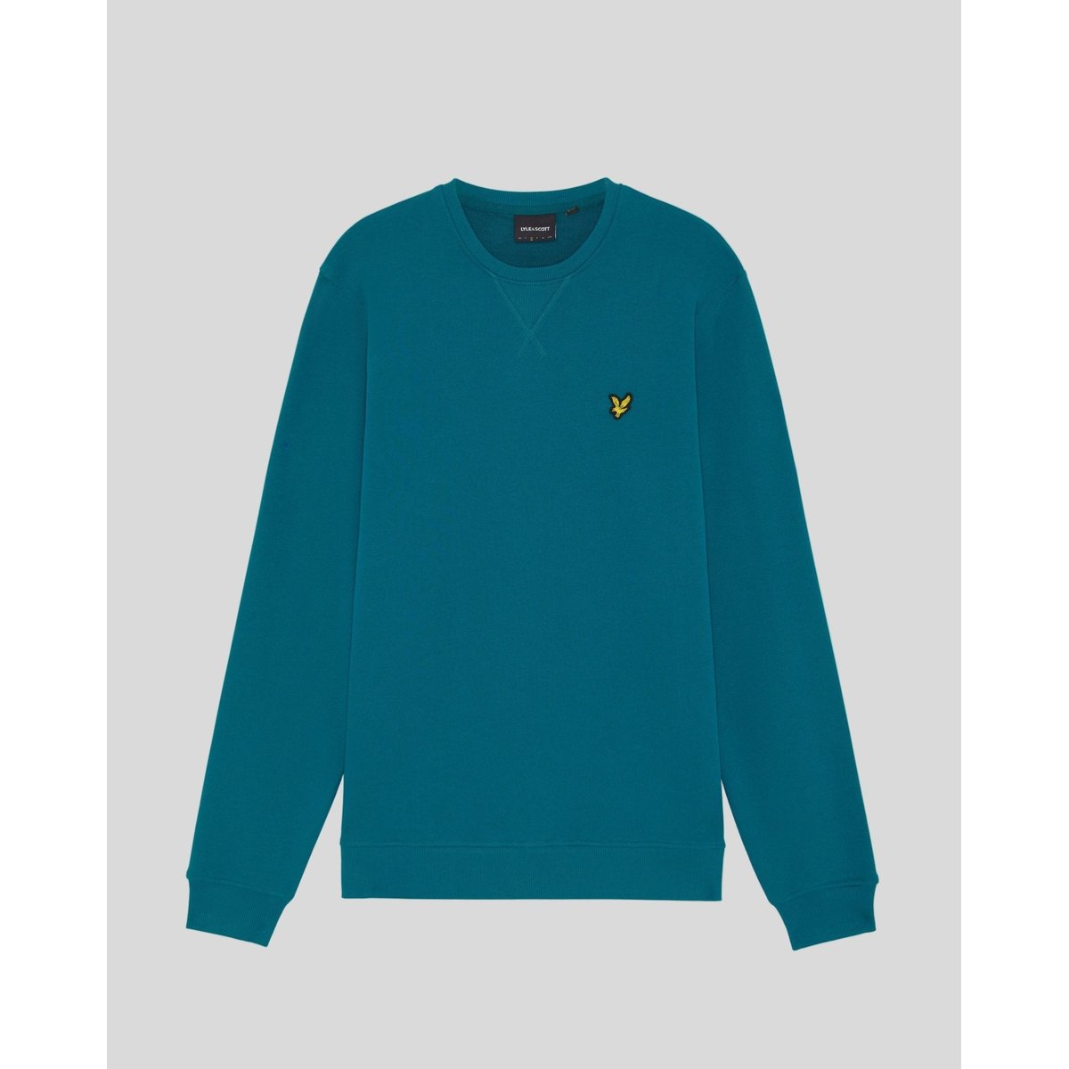 Sweat-shirt col rond en coton bleu lagon, LYLE & SCOTT