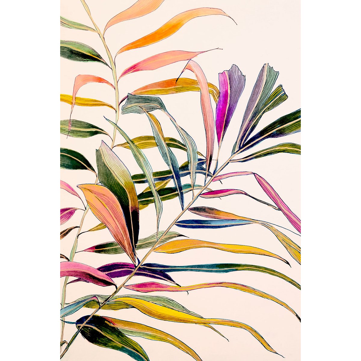 Tableau peinture fleurs palm color tableau alu dibond, HEXOA