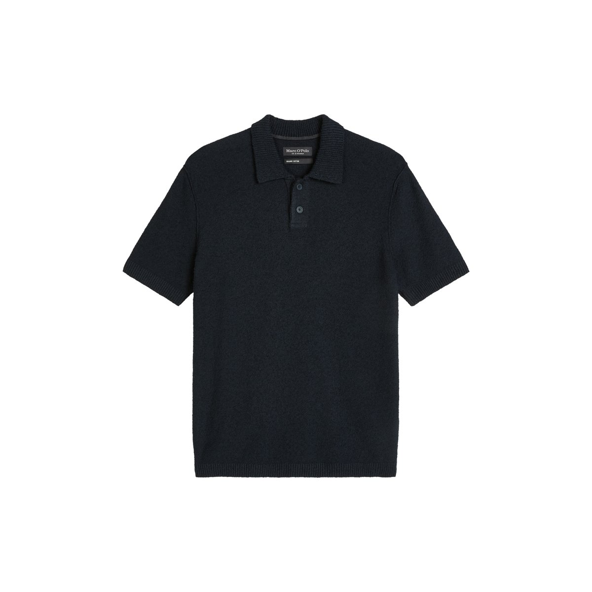 Polo en bouclette régulier en doux mélange de coton bio bleu foncé, MARC O'POLO