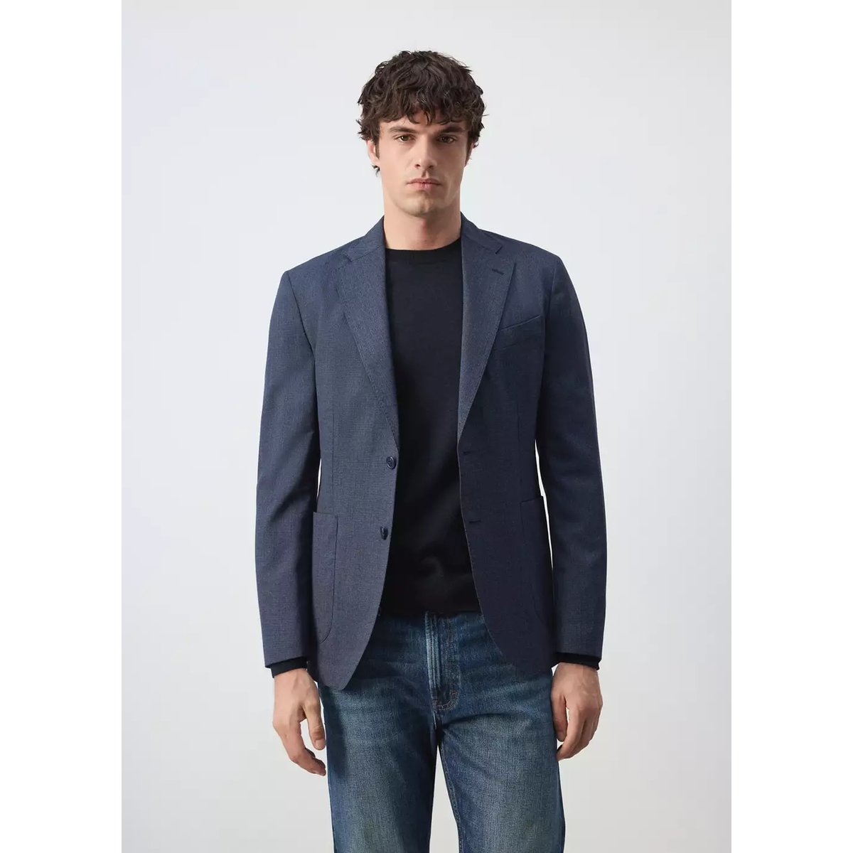 Veste laine mélangée slim-fit bleu marine, MANGO MAN