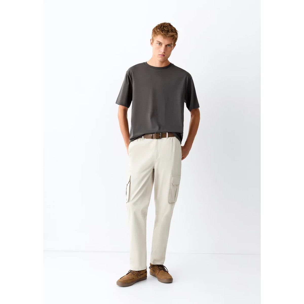 Pantalon droit cargo gris clair/pastel, MANGO TEEN