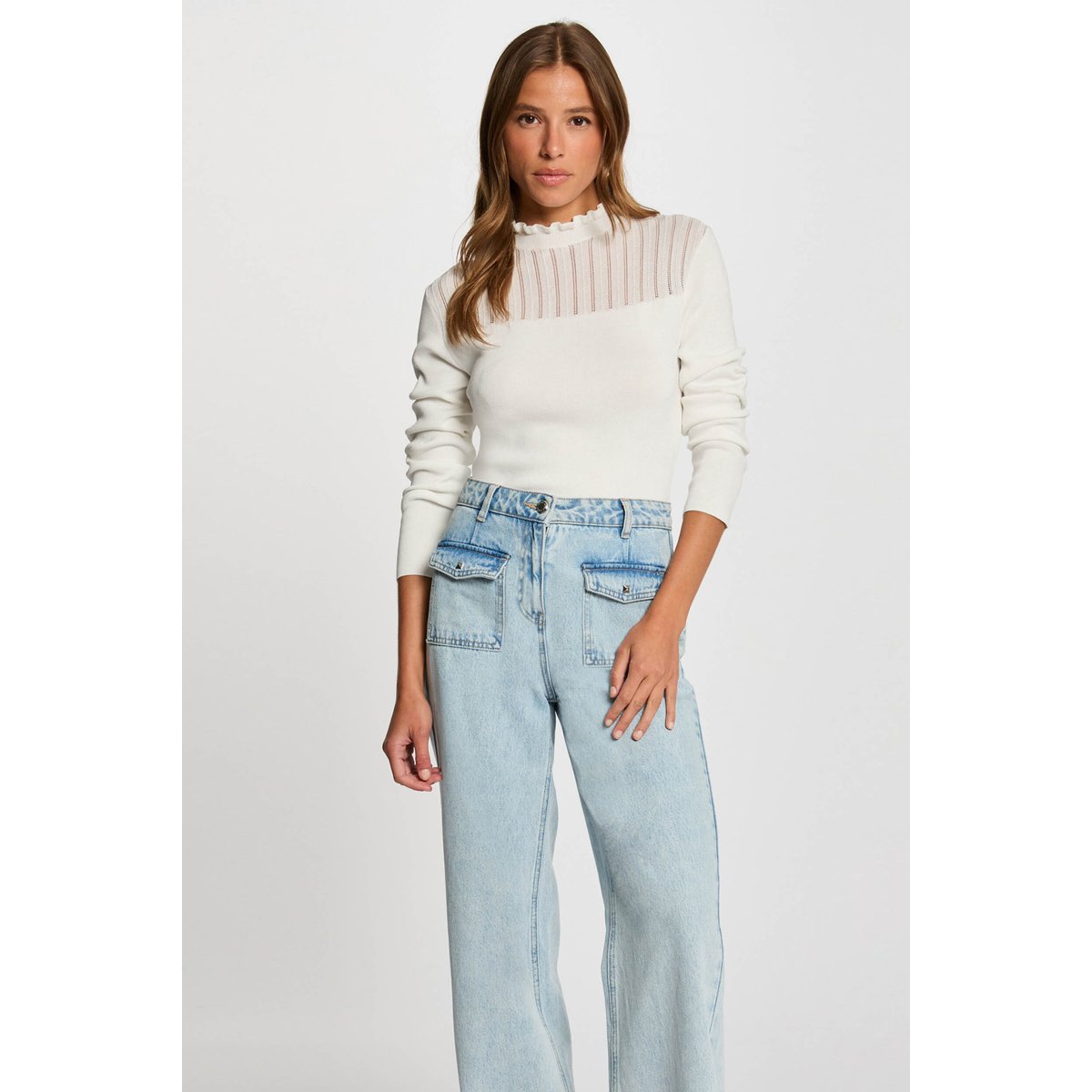 Pull col montant blanc, MORGAN