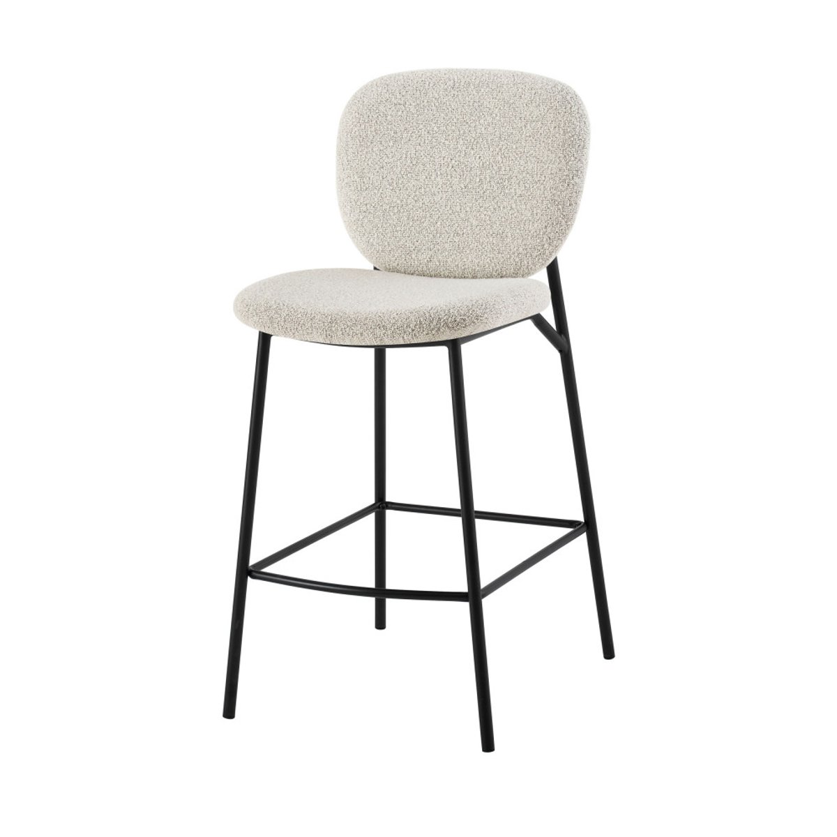 Lot de 2 tabourets de bar en tissu et métal H65cm- DALBY écru chiné, DRAWER