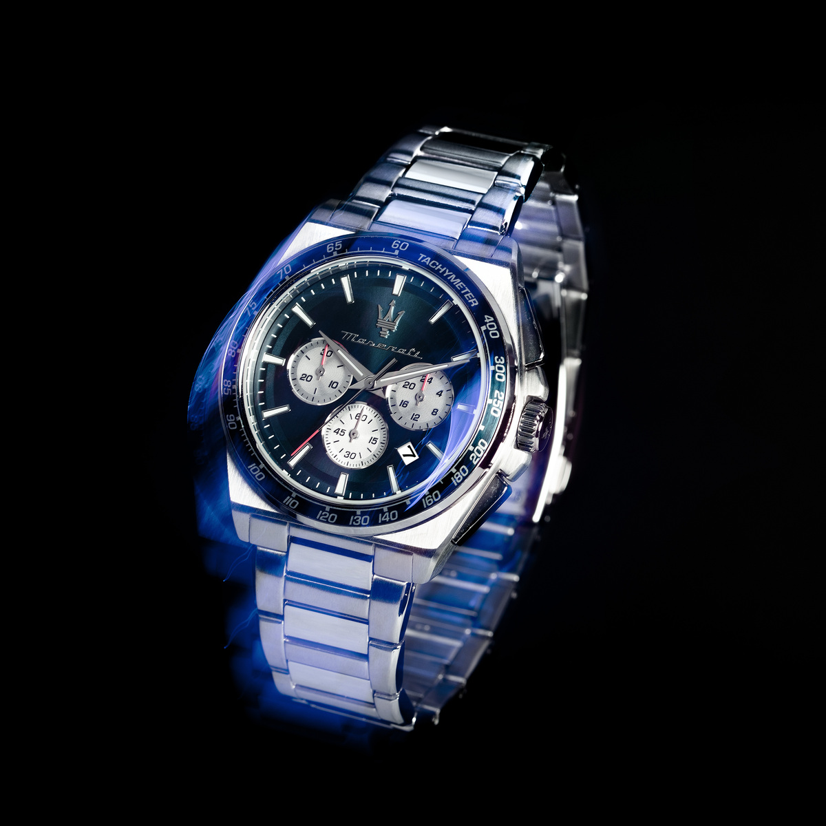 Montre Analogique  VELOCITA argenté bleu foncé argenté, MASERATI