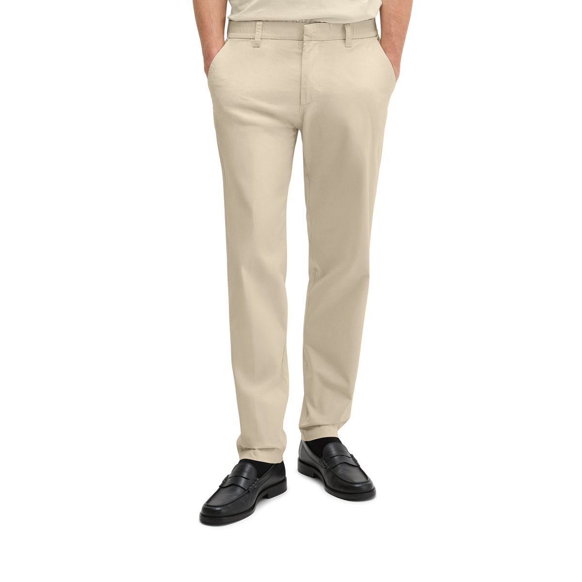 Chino modèle Morot Jogger tapered en popeline stretch technique beige, MARC O'POLO