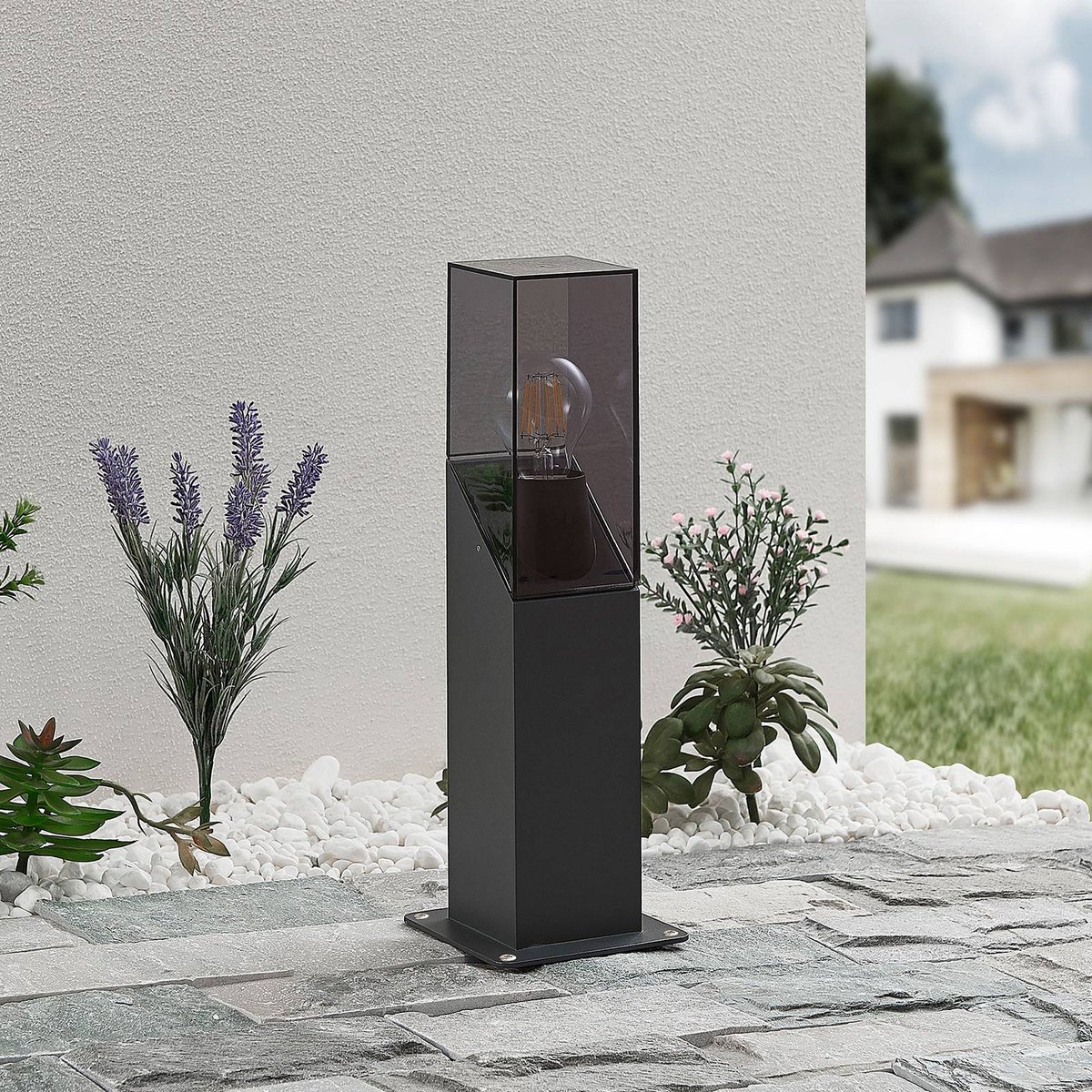 Luminaire extérieur en aluminium moderne anthracite, transparent, LUCANDE