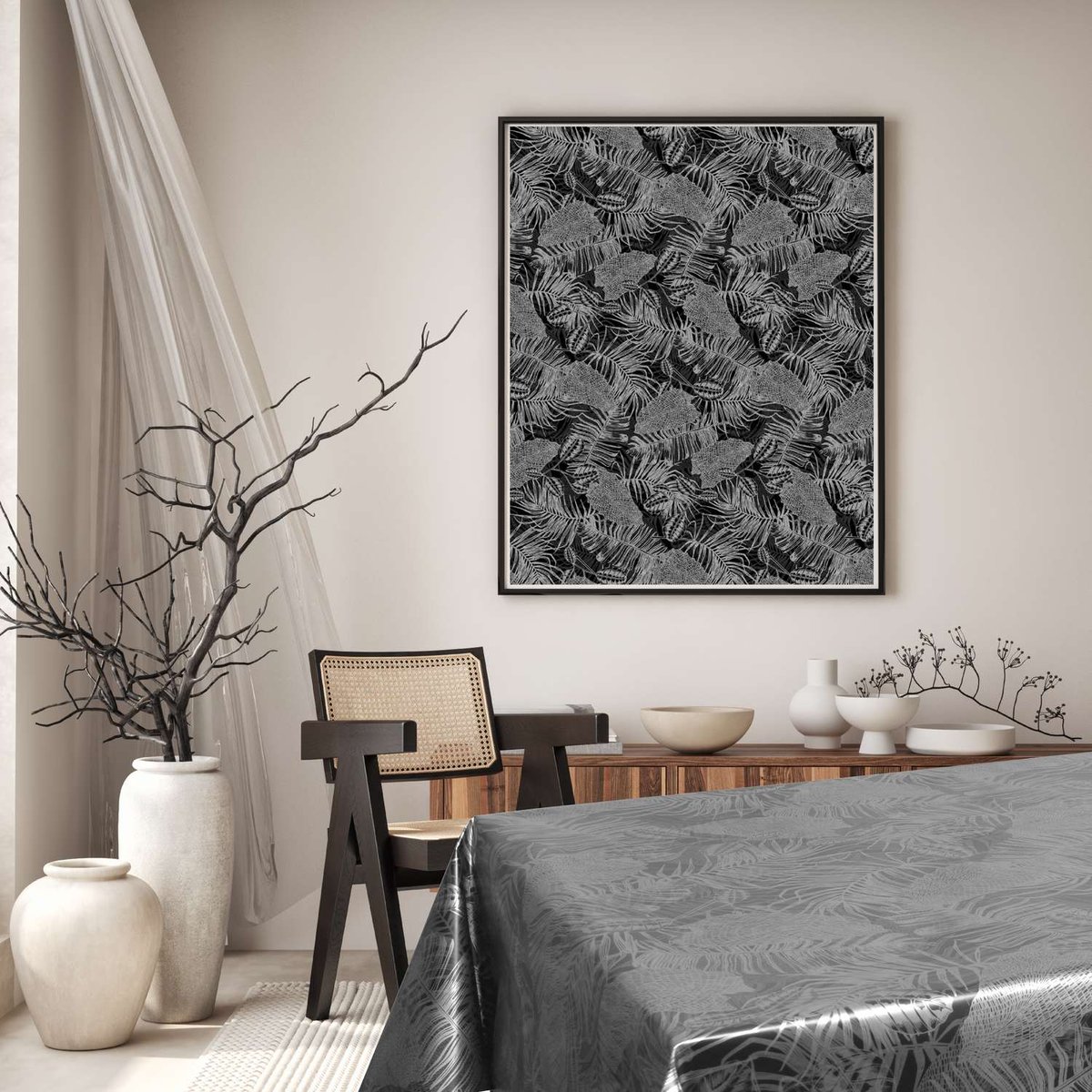 Nappe en toile cirée rectangulaire VITALI noir, TOILINUX