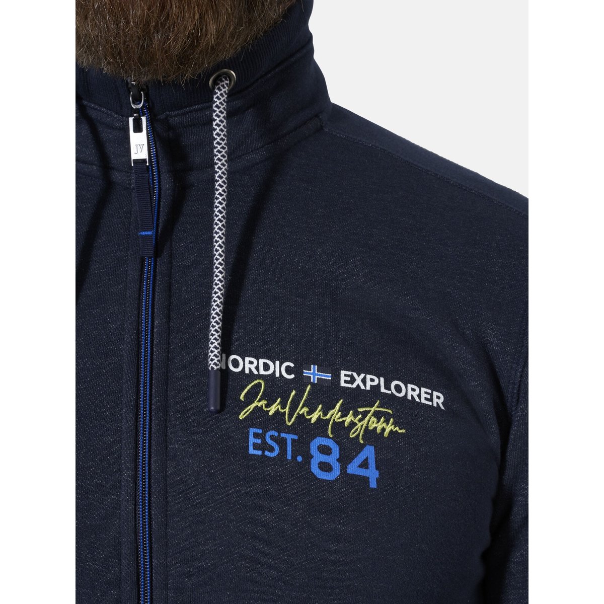 Veste en molleton YORIN bleu foncé mélange, JAN VANDERSTORM