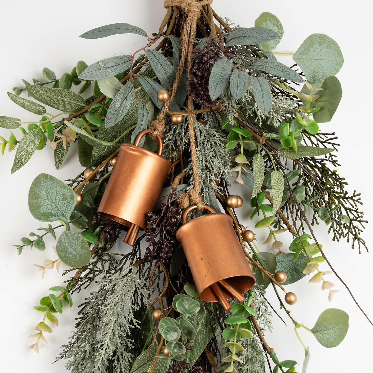 80cm Rustic Swag with Bells green, SO'HOME