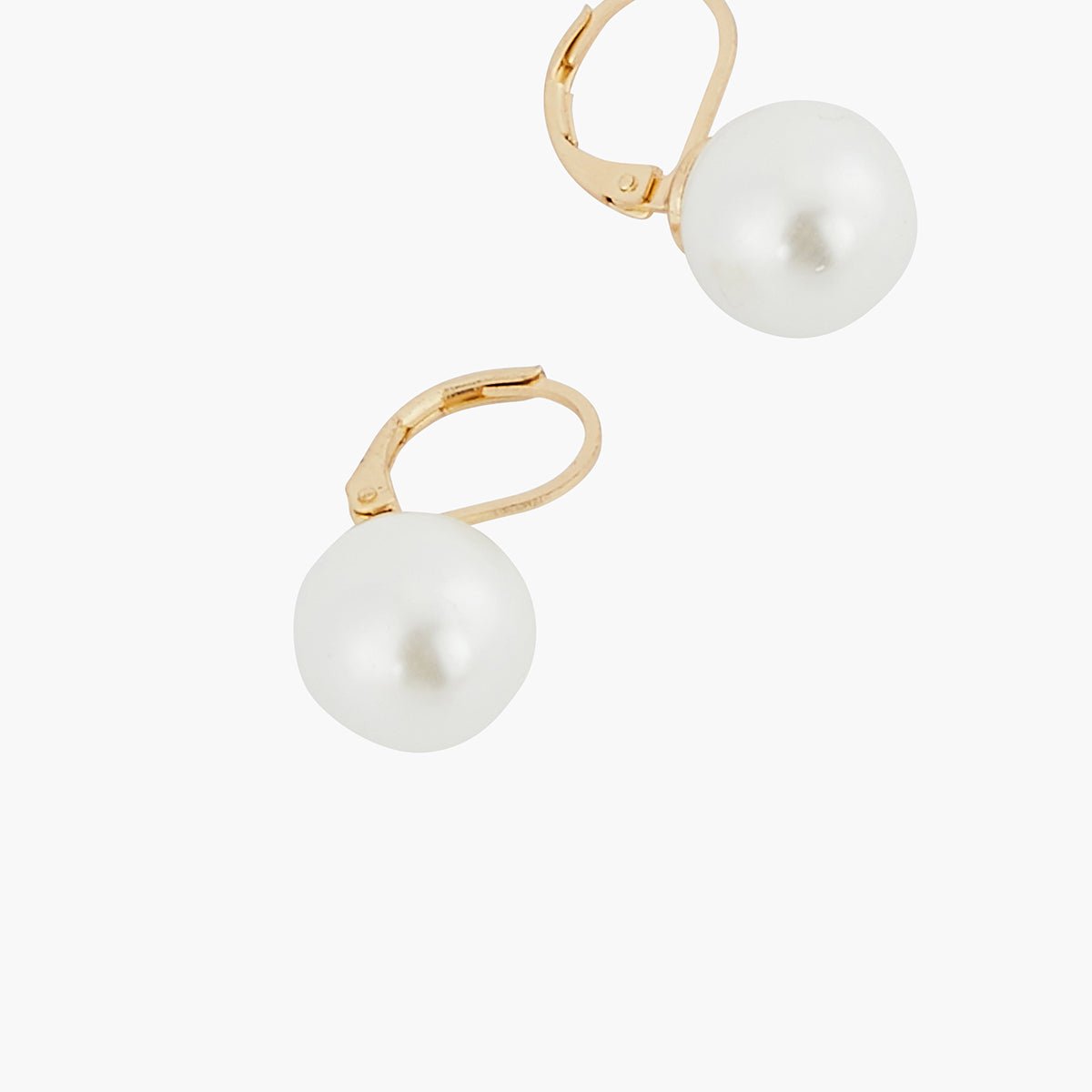 Boucles d'oreilles petites dormeuses perle de verre 12mm blanc, BALABOOSTE