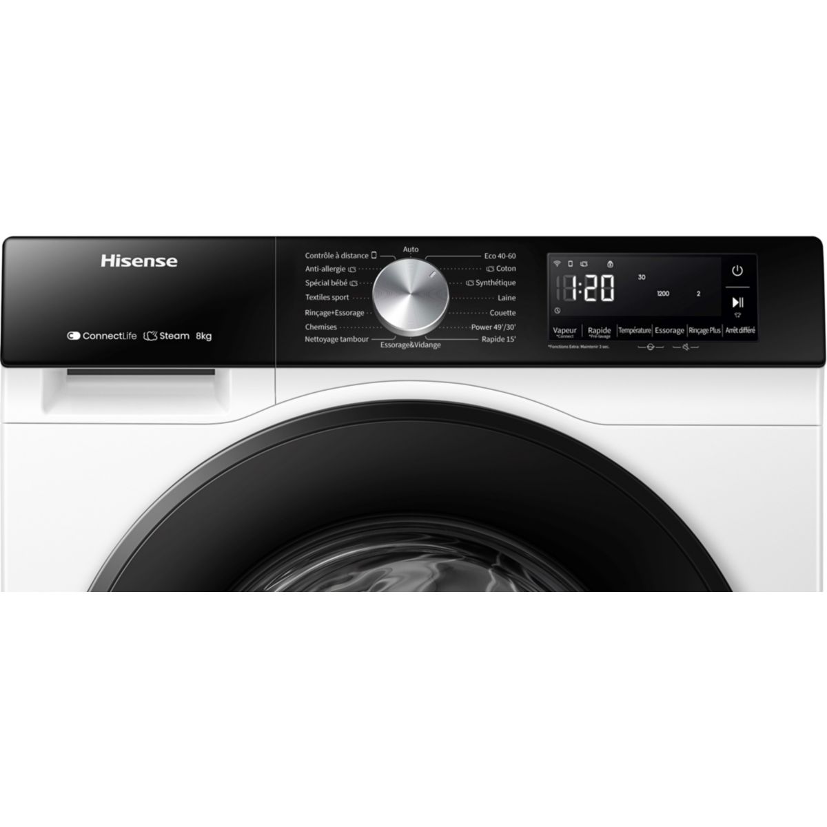 Lave linge hublot WF3S8043BW3 couleur unique, HISENSE