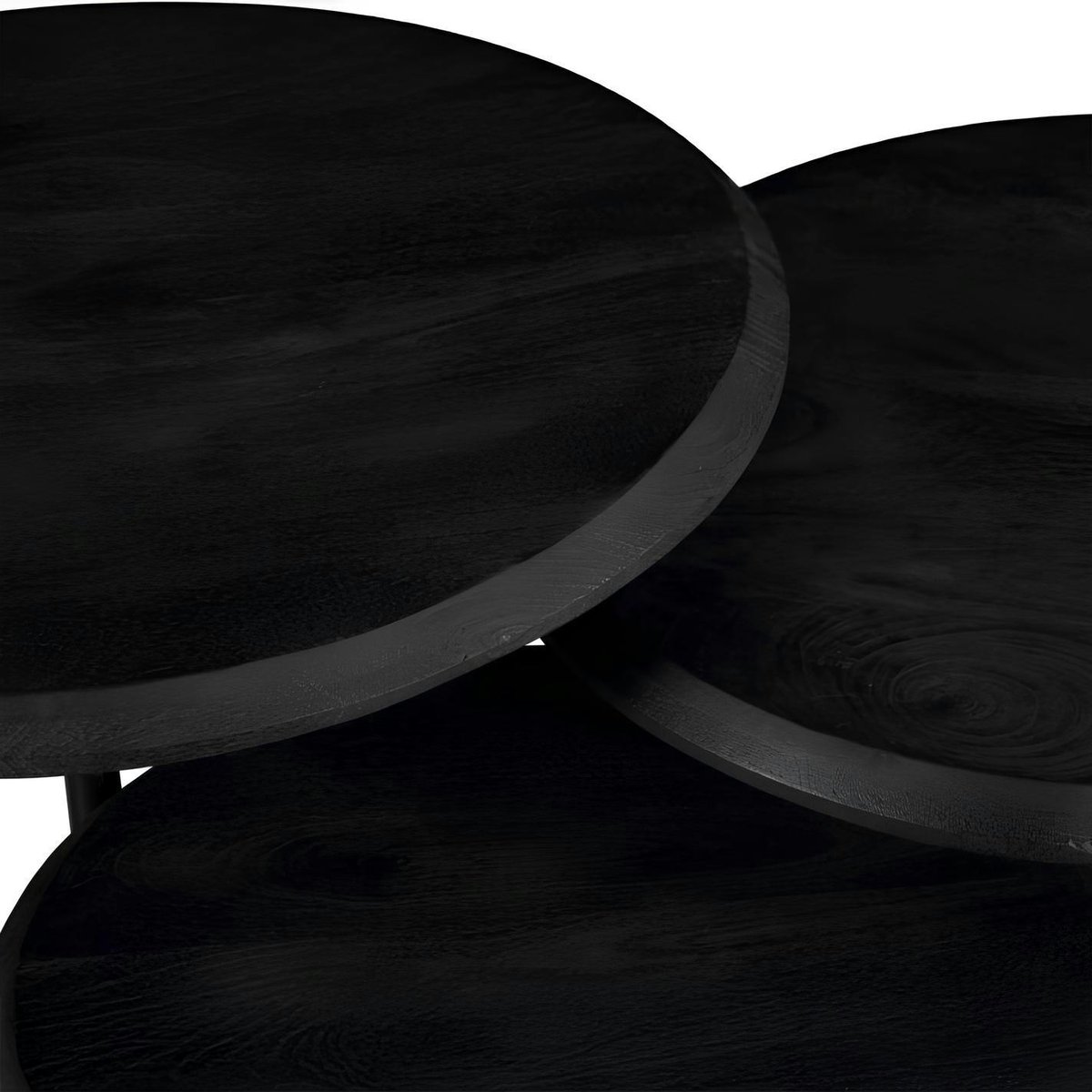 Table basse gigogne ronde bois et métal (lot de 3) ALMA noir, PIER IMPORT