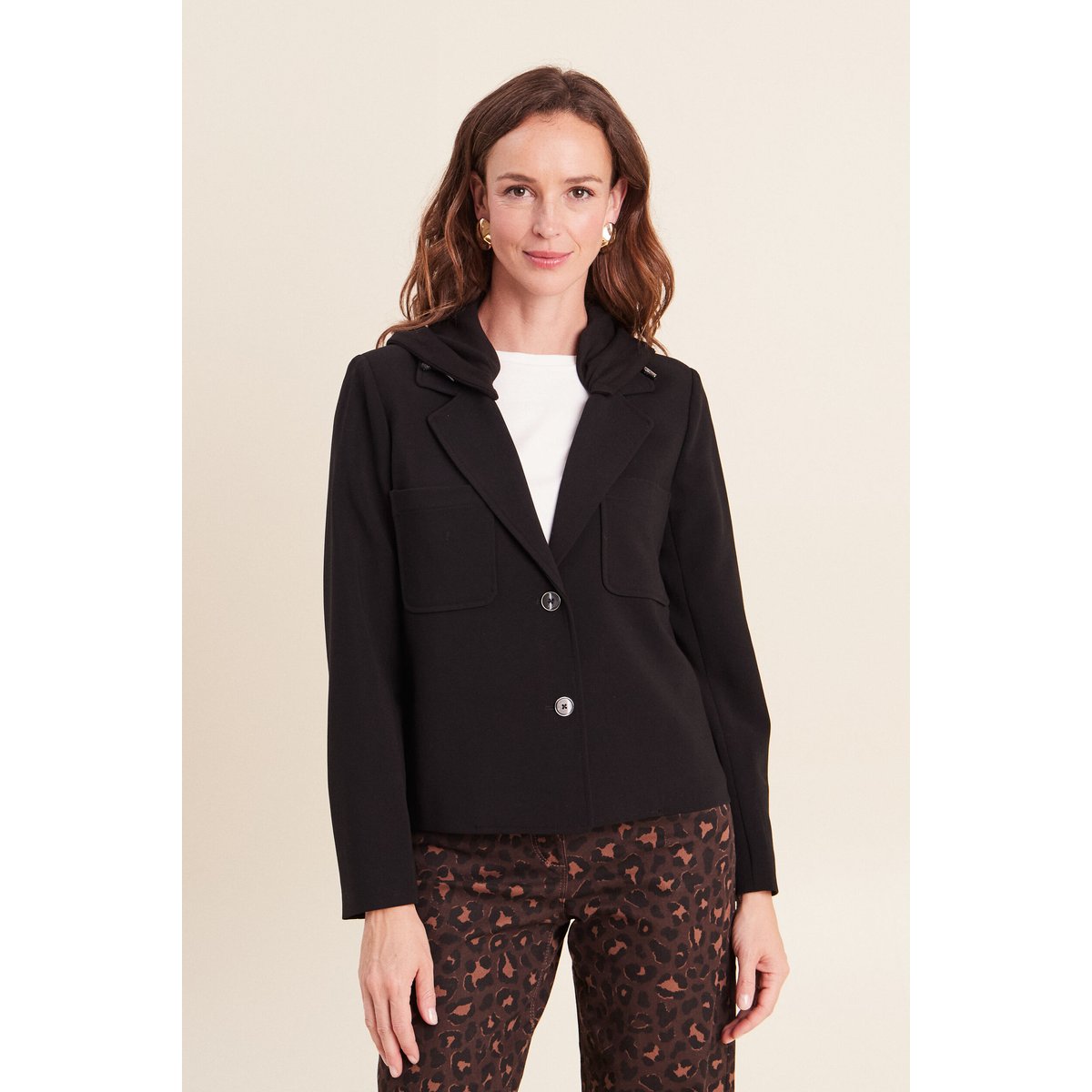 veste cintrée doublée avec capuche noir, BREAL
