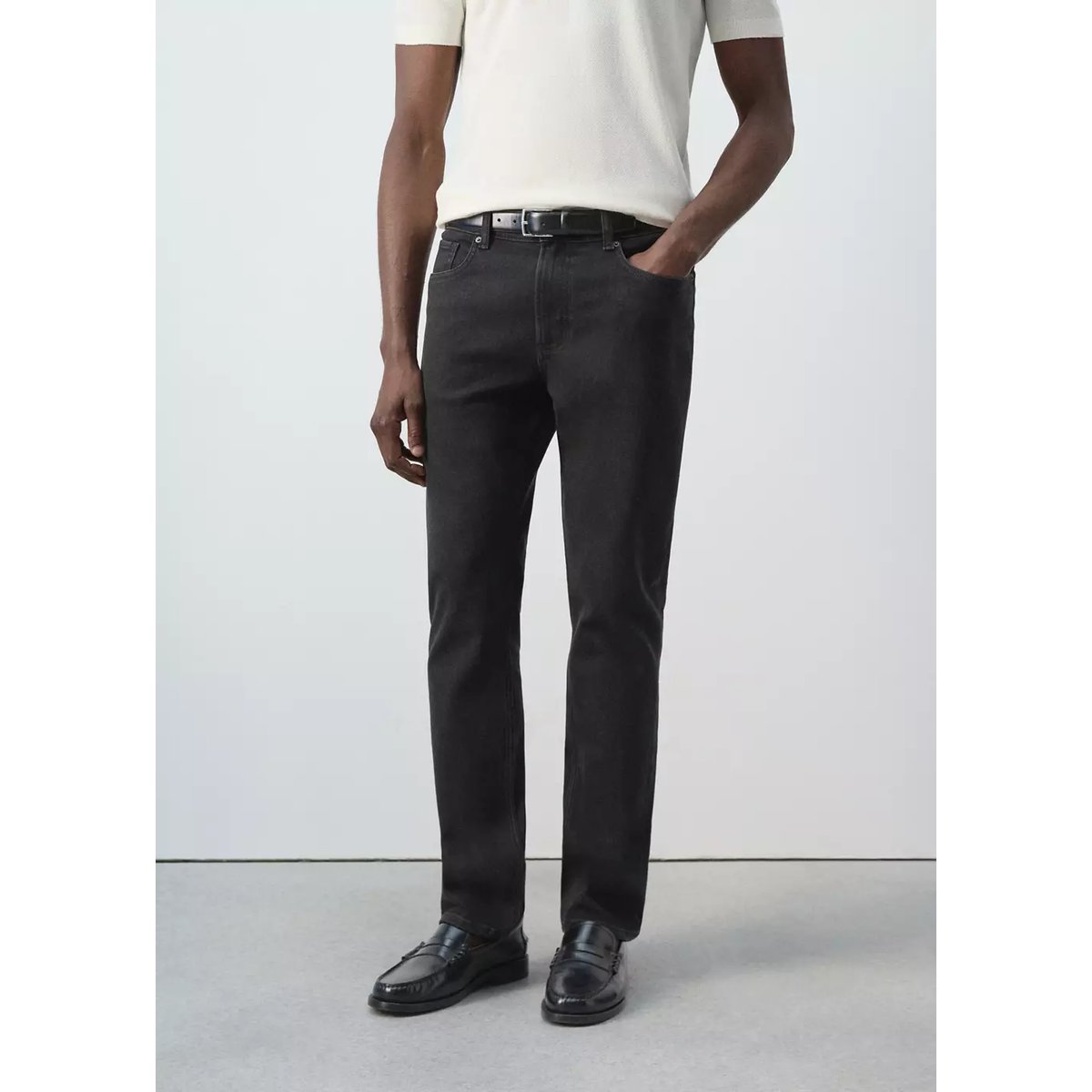 Jean Jan slim fit black denim, MANGO MAN