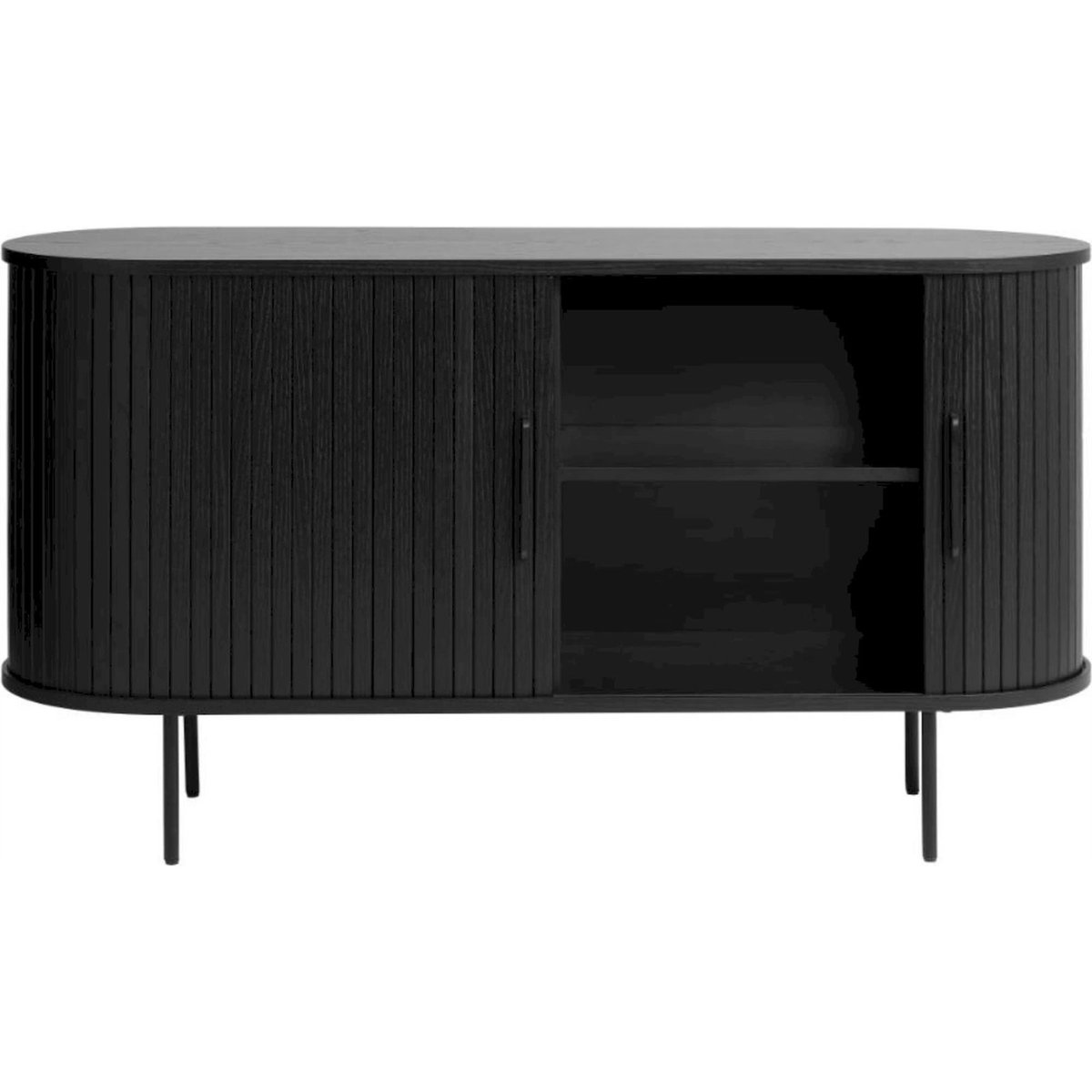 Buffet cannelé en bois collection GATIVEL noir mat, RECOLLECTION