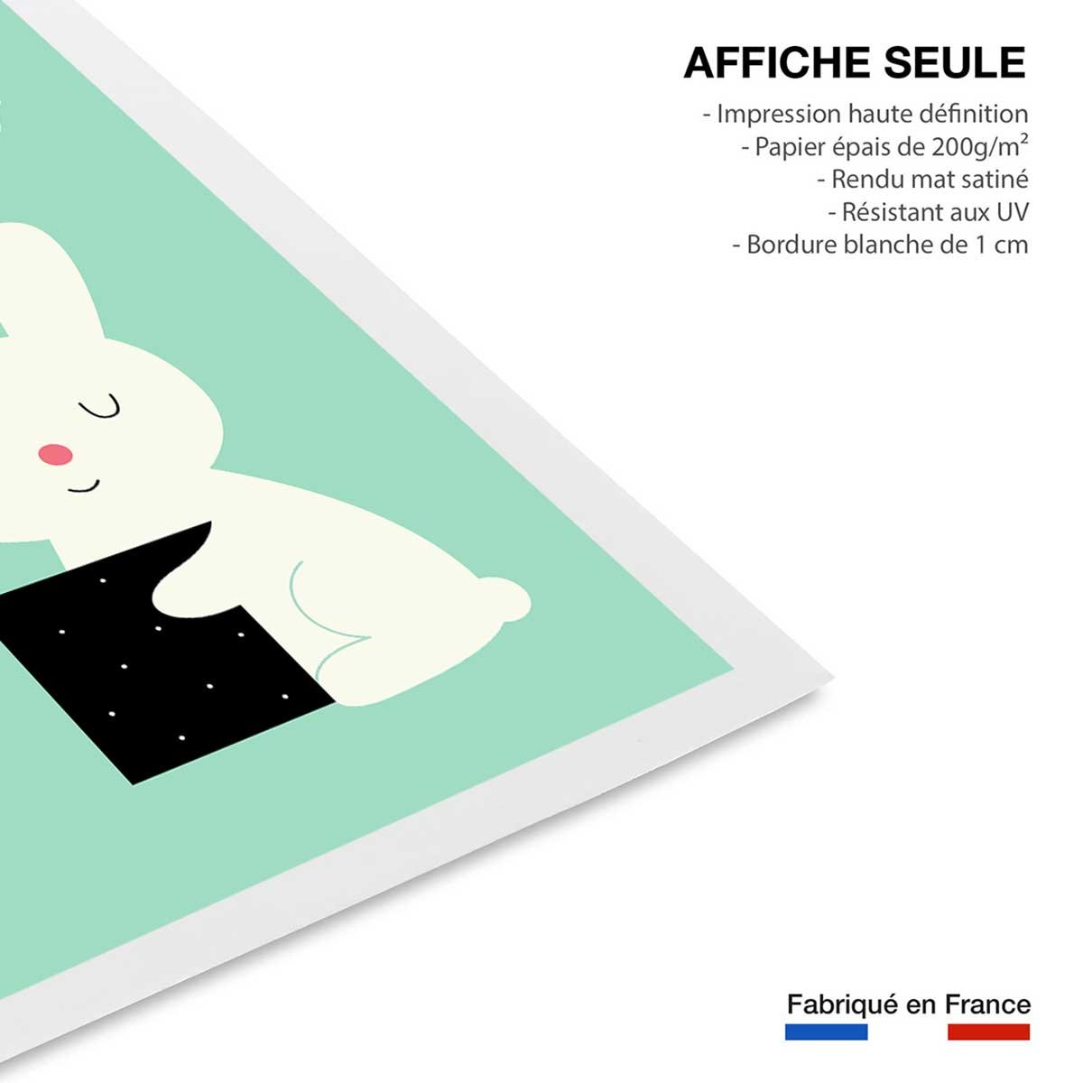 Affiche enfant lapin magicien affiche seule, HEXOA