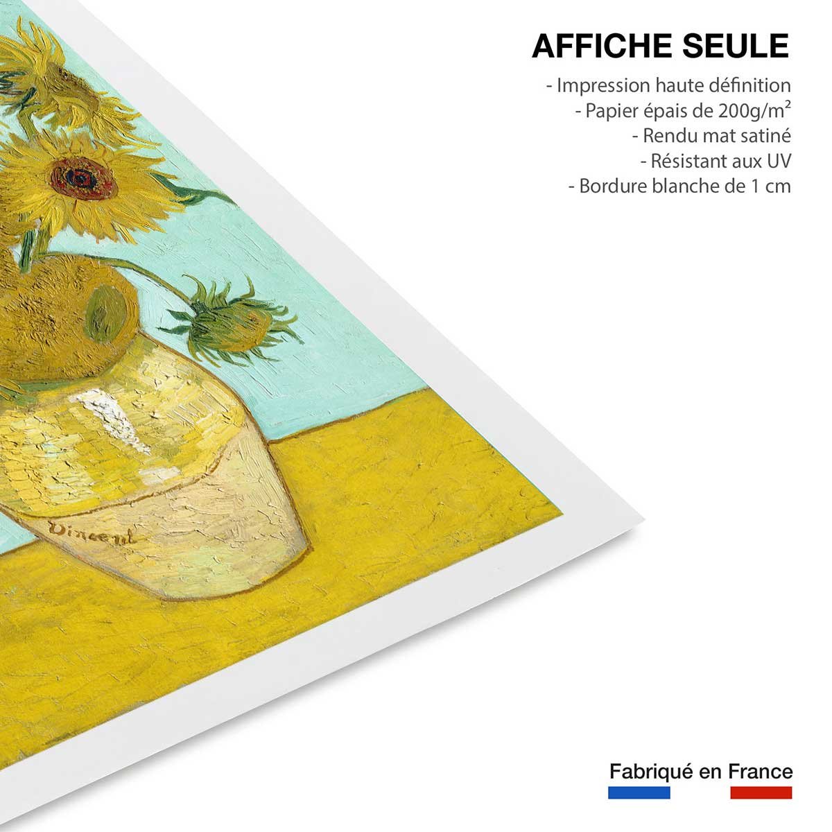 Affiche Les Tournesols par Vincent van Gogh affiche seule, HEXOA