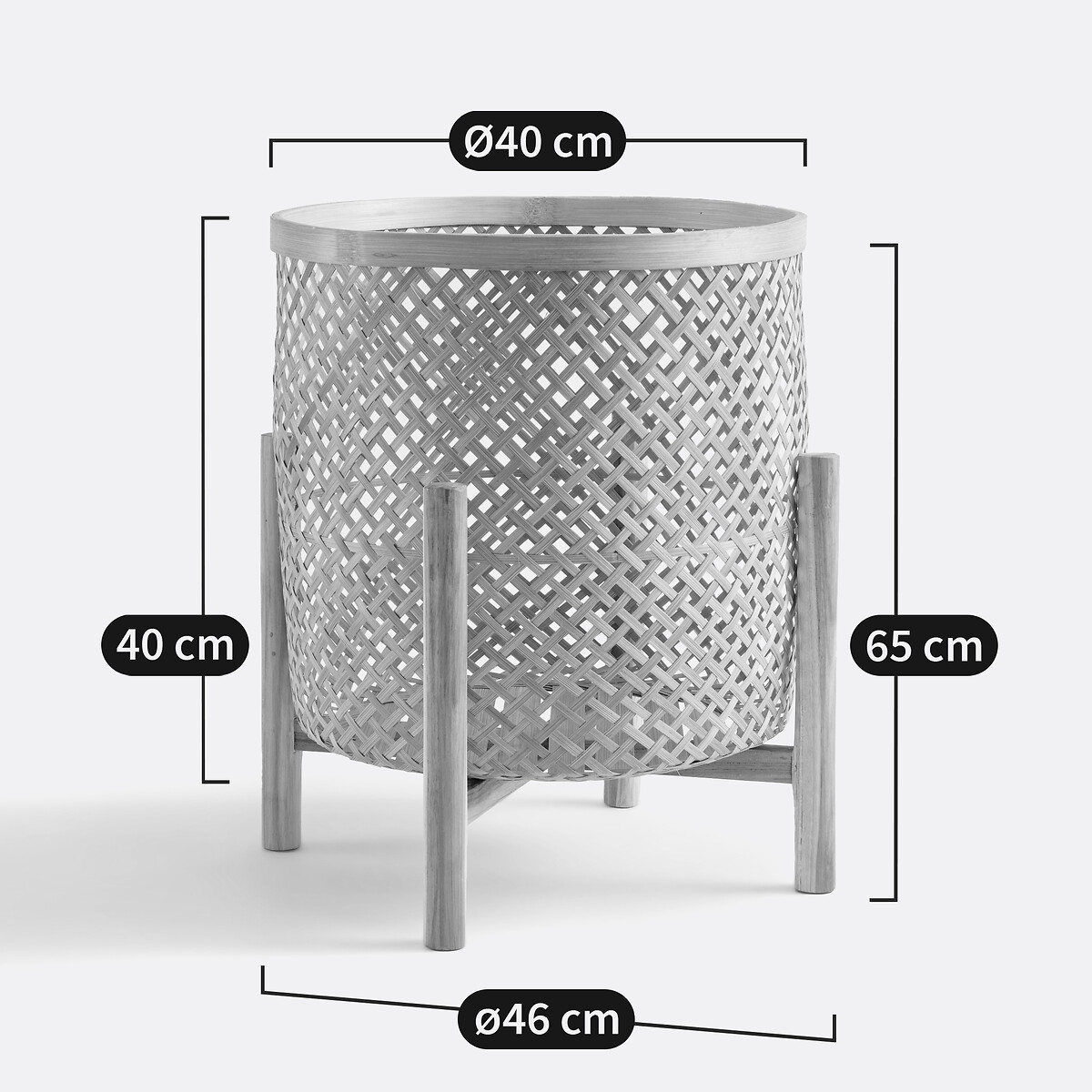 Cache-pot sur pied en bambou Ø40 cm, Bambu naturel, LA REDOUTE INTERIEURS