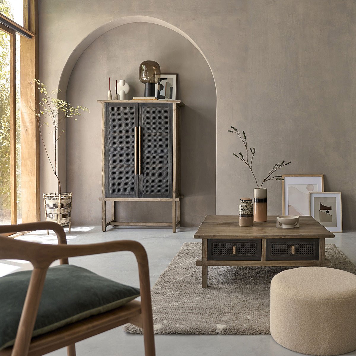 Armoire 2 portes en bois recyclé massif JUNKO gris, BERAH GETAH