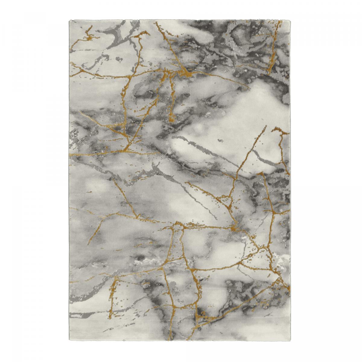 Tapis Chambre tissé motif abstrait MARBAL gris, or, UN AMOUR DE TAPIS