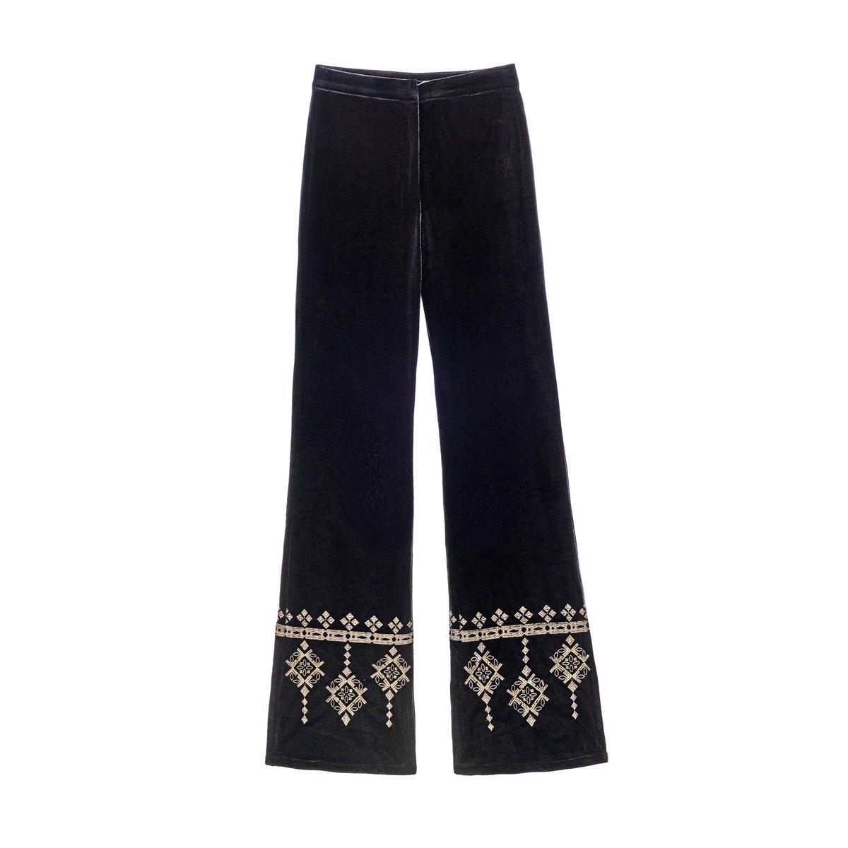 Pantalon flare imprimé broderie PALMERA 00-noir, LA PETITE ETOILE
