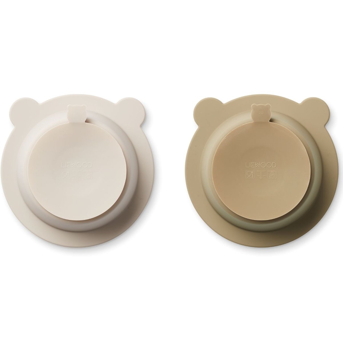 Lot de 2 bols à ventouse Peony ecru, beige, LIEWOOD