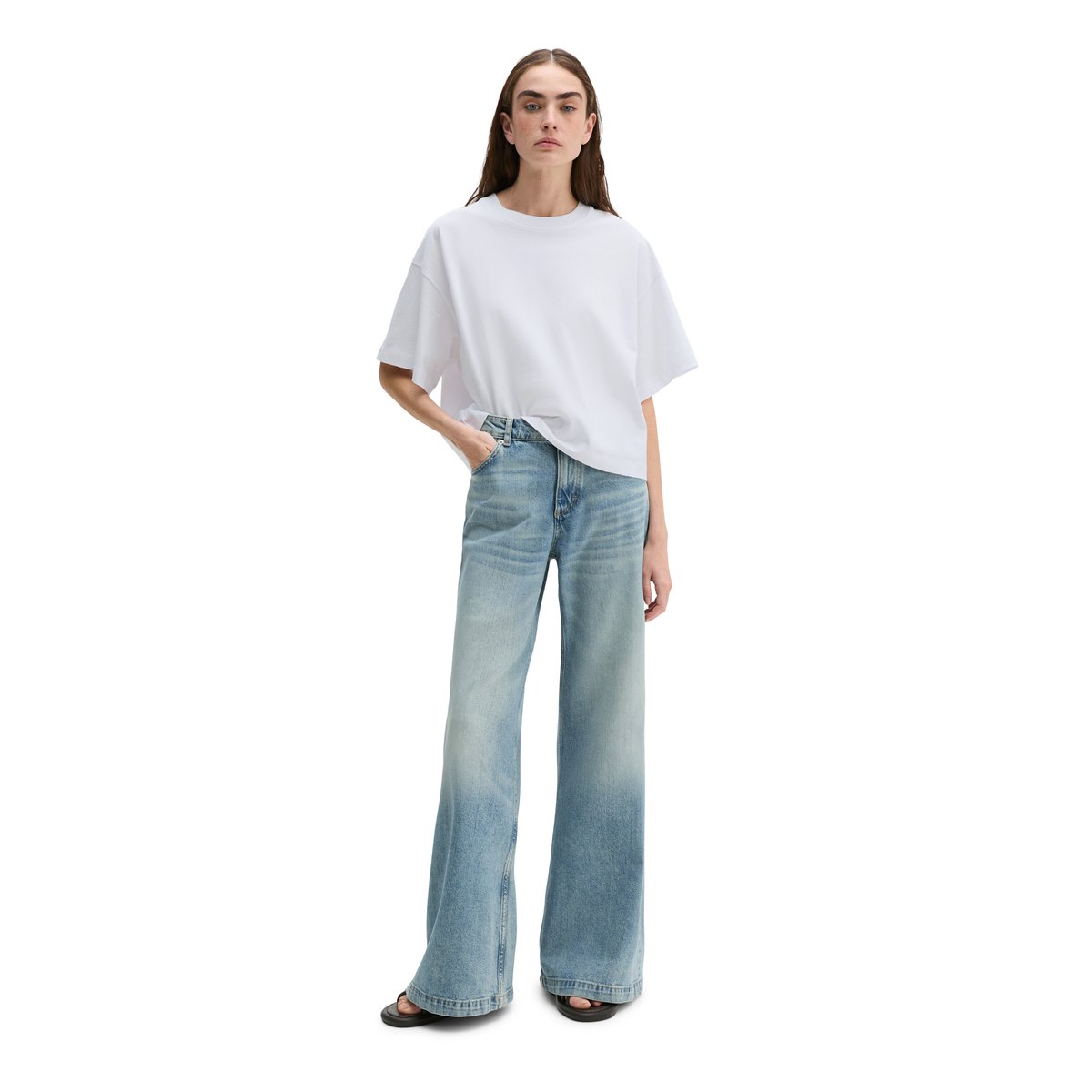 T-shirt relaxed en single jersey doux blanc, MARC O'POLO