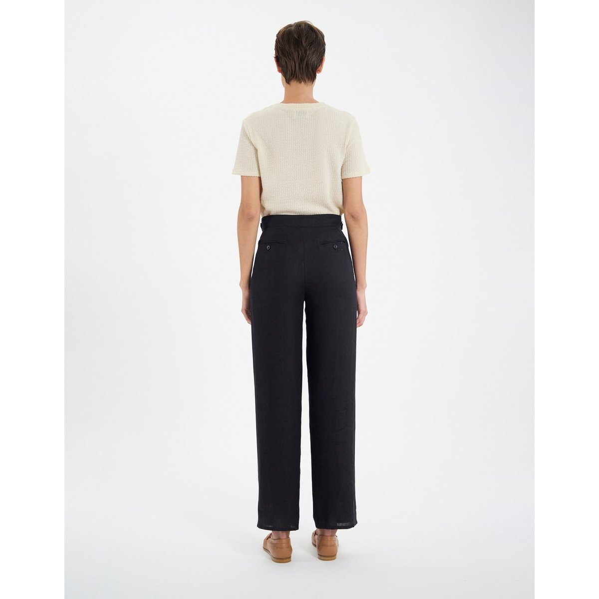 Pantalon à pinces Piotr en lin noir black, INES DE LA FRESSANGE PARIS