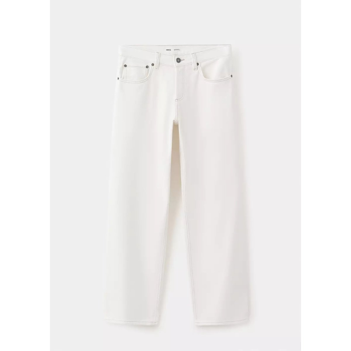 Jean droit taille basse blanc cassé, MANGO