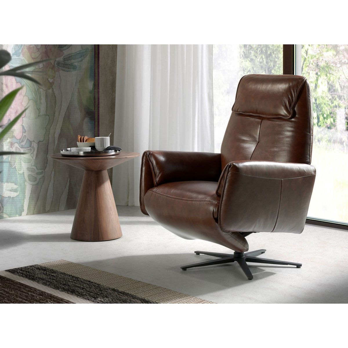 Table d'angle ronde en noyer noyer, ANGEL CERDA