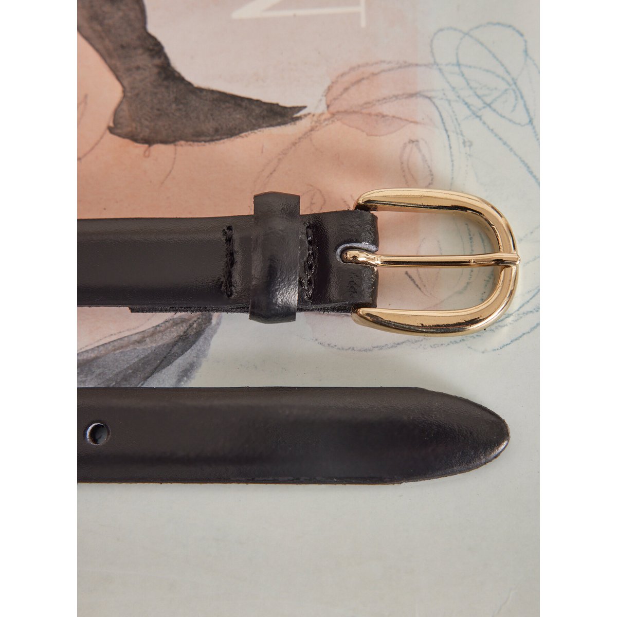 Ceinture fine cuir noir, CYRILLUS