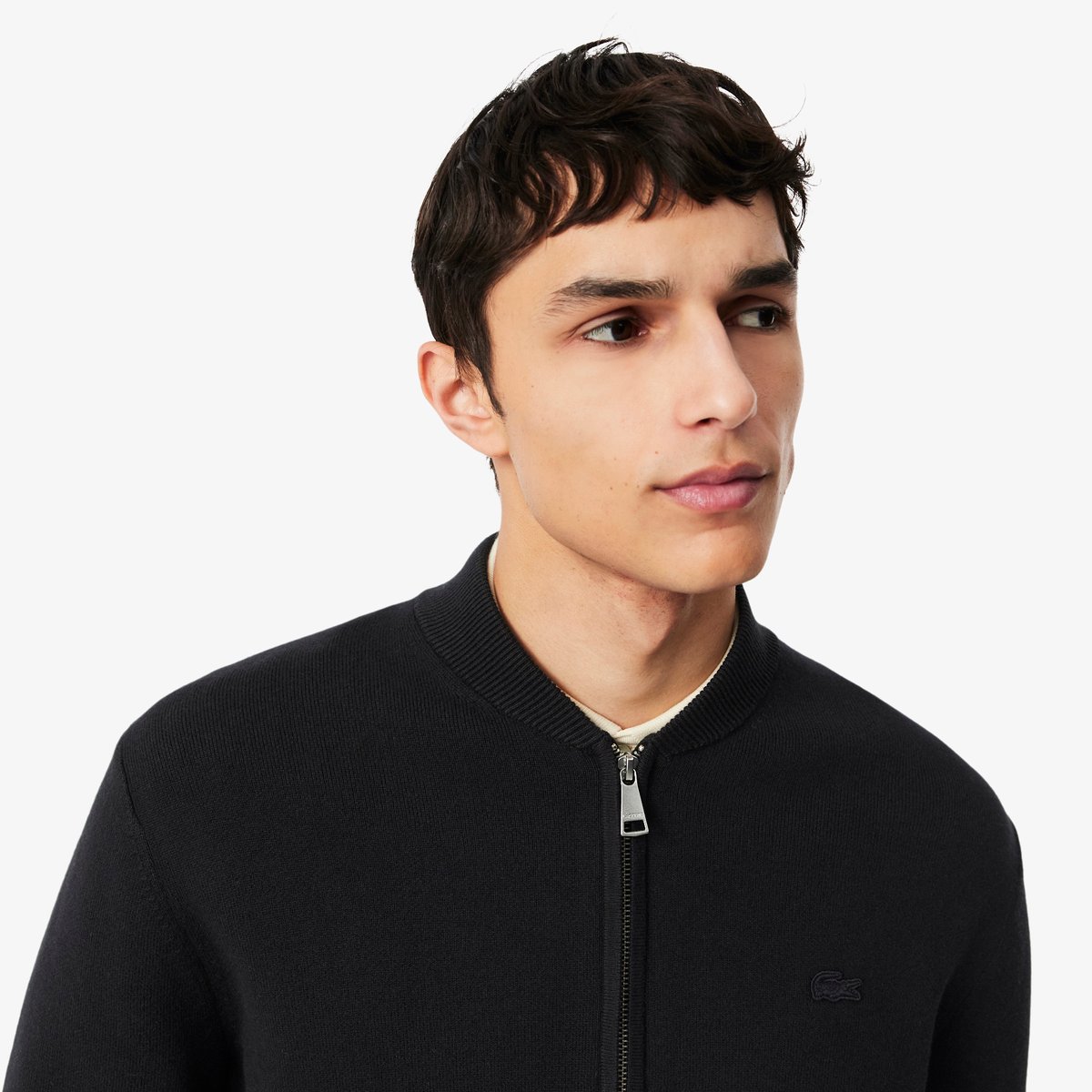 Bomber maille laine mélangée noir-031, LACOSTE
