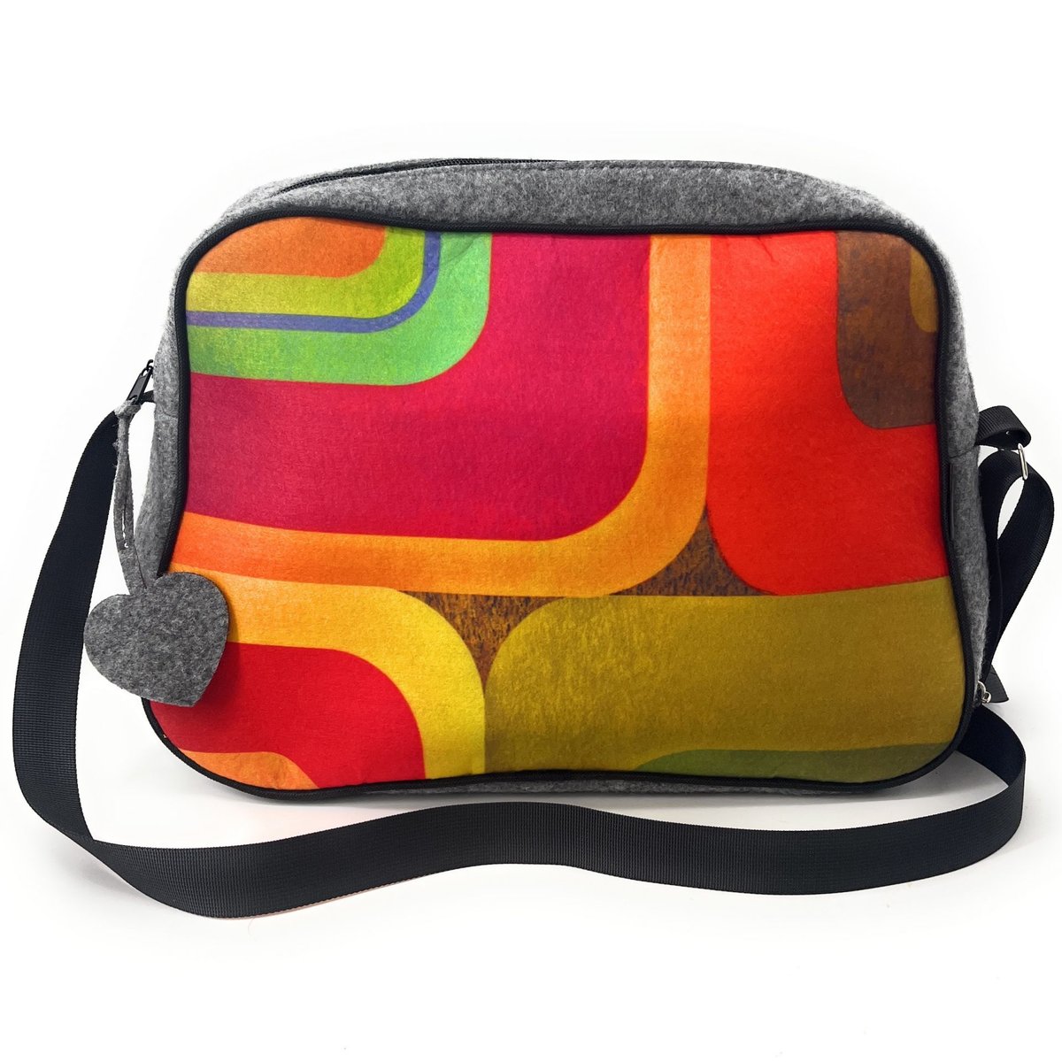 Sac bowling en feutrine écologique imprimée MODERN gris moyen, OH MY BAG