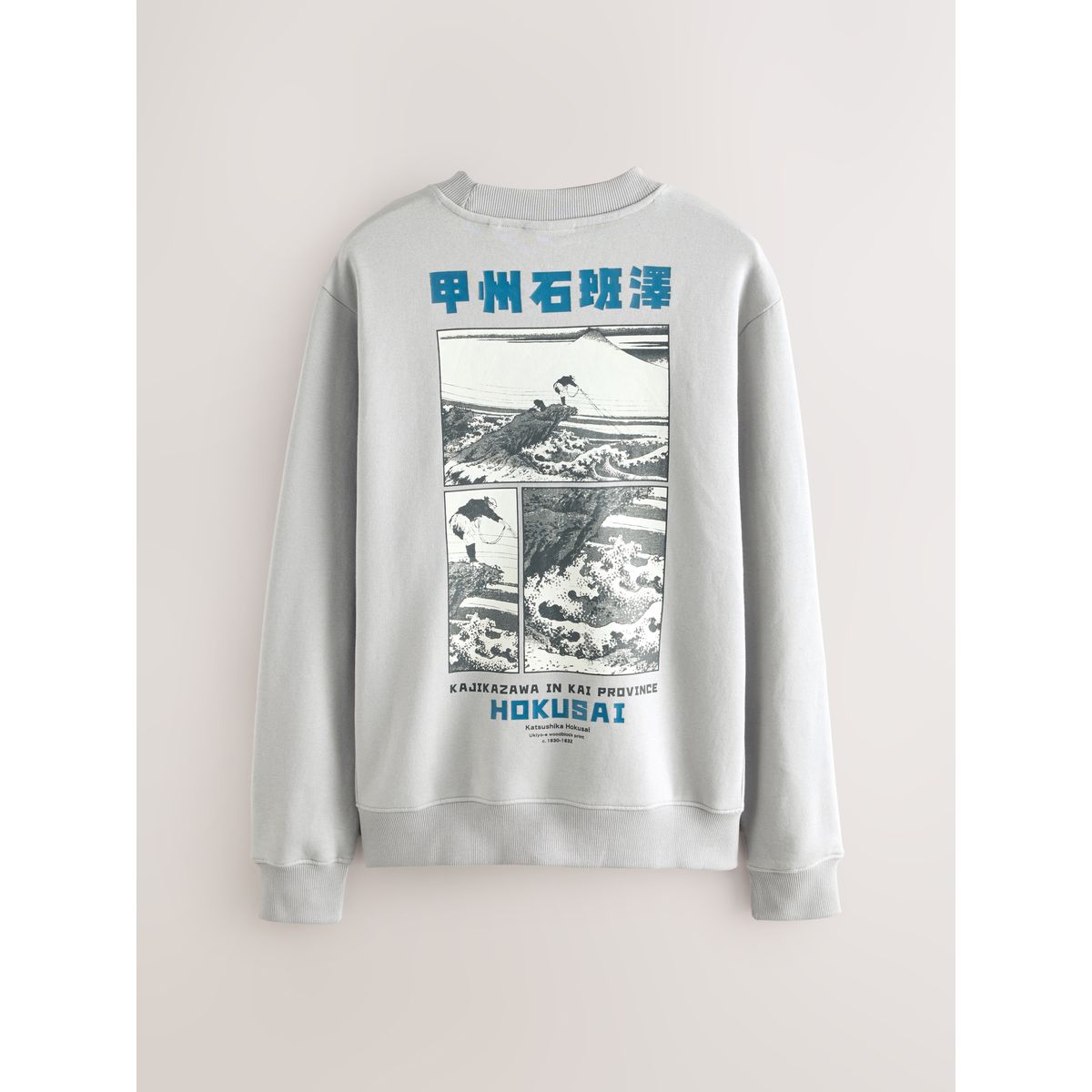 Sweat à imprimé hokusai sous licence gris glacé, NEXT