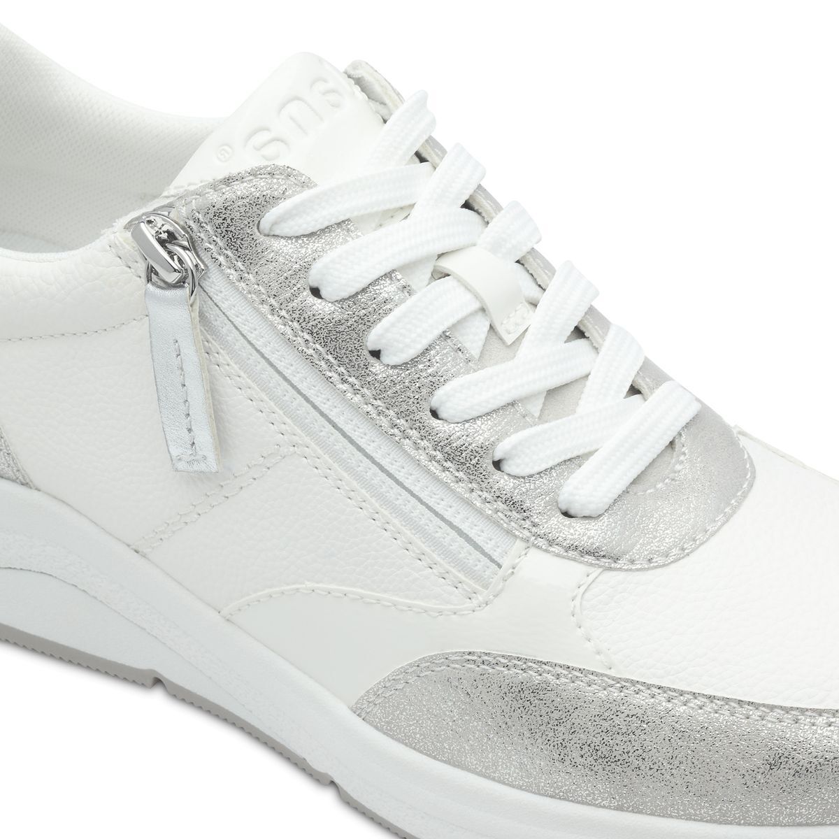 Basket à lacets blanc argent, JANA