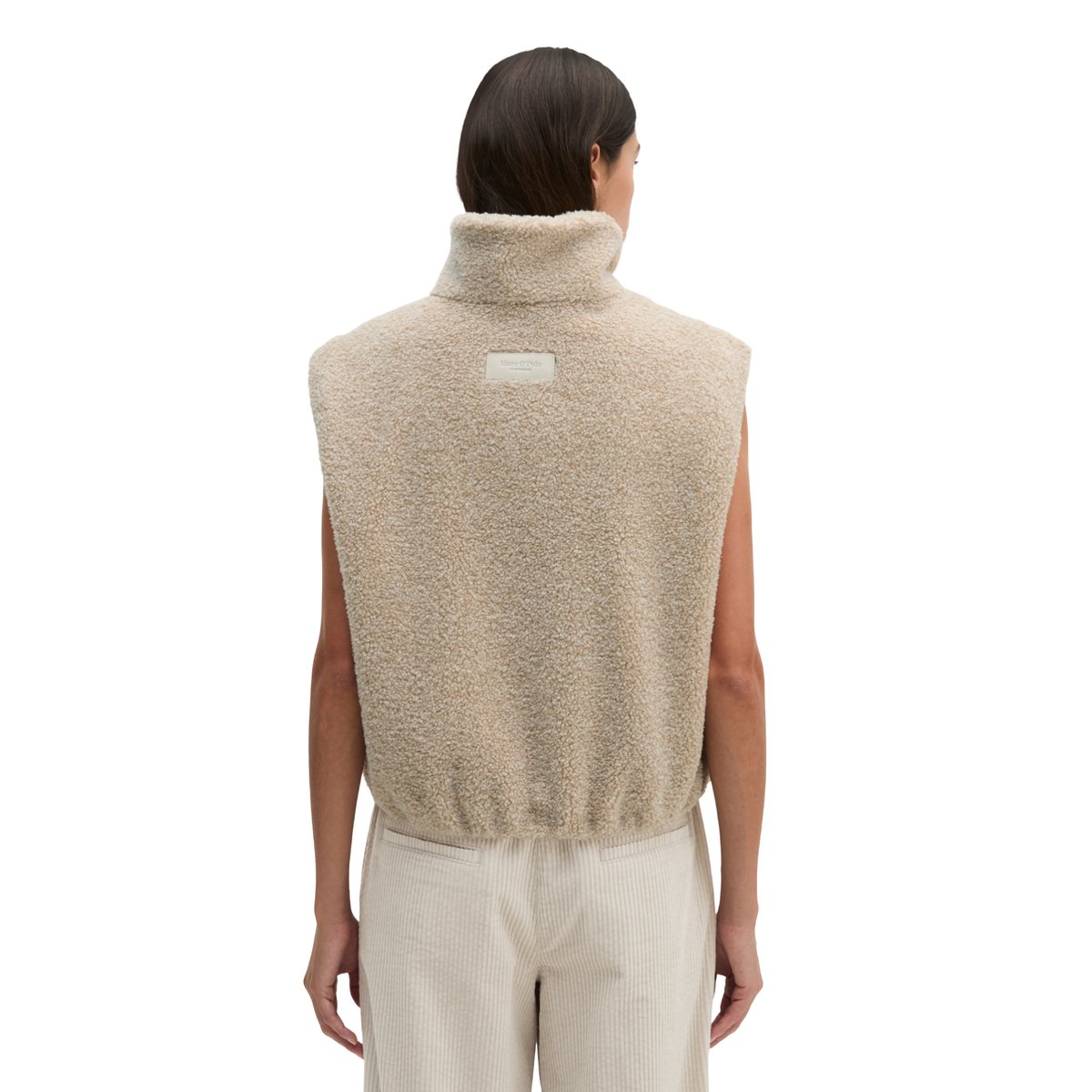 Gilet en peluche, coupe standard en polyester recyclé gris, MARC O'POLO