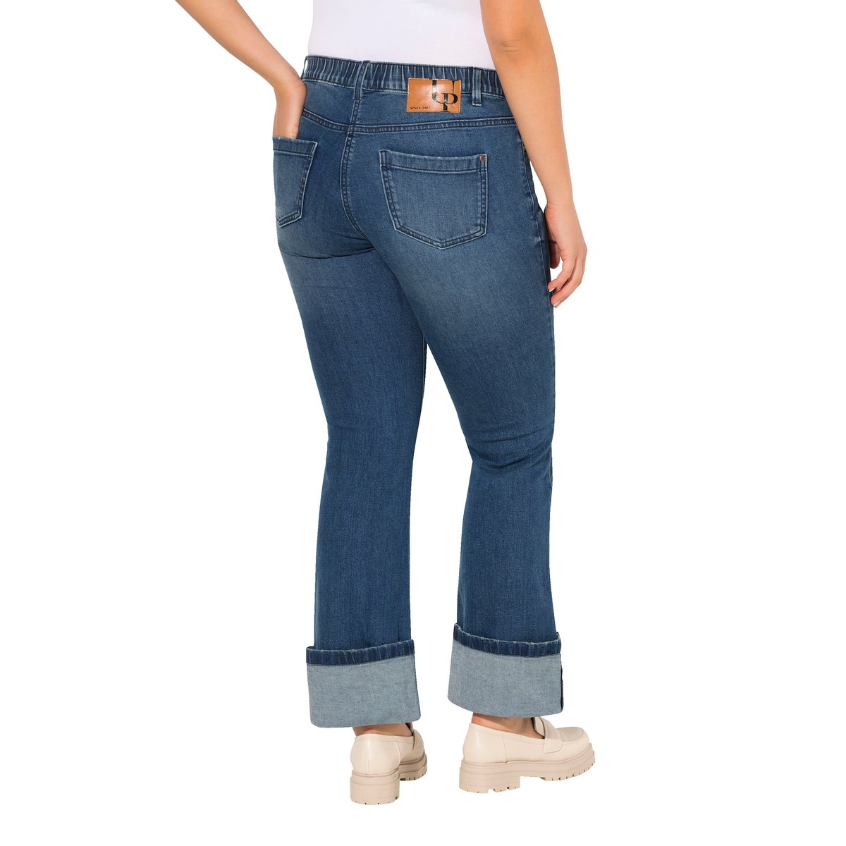 Jean 7/8 Mary, jambe large, détails destroy bleu jean, ULLA POPKEN