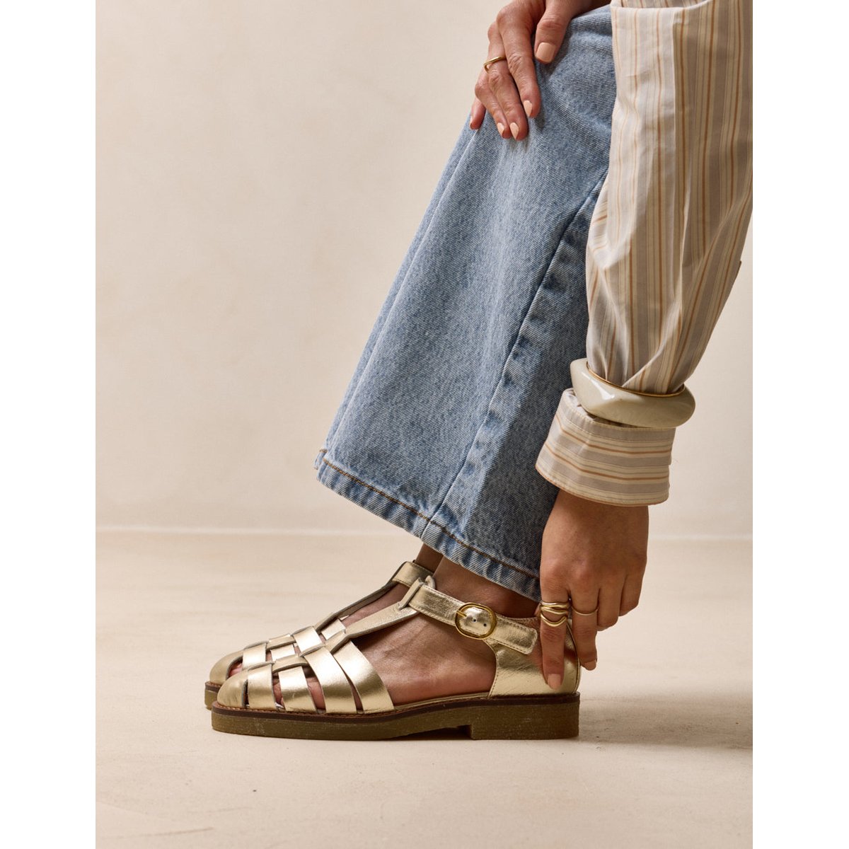 Sandales CHARLIE cuir doré, ODAJE