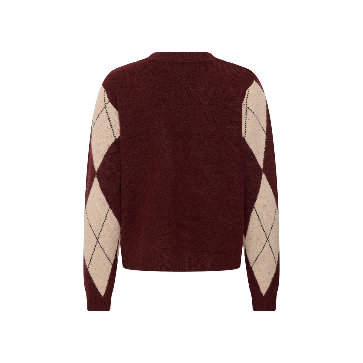 Cardigan à tricot rouge burgundy argyle, CULTURE