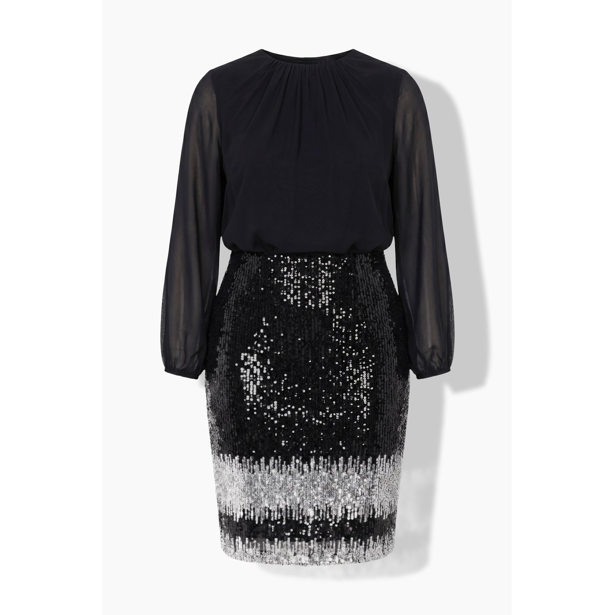 Robe en jersey, jupe à paillettes noir, ULLA POPKEN