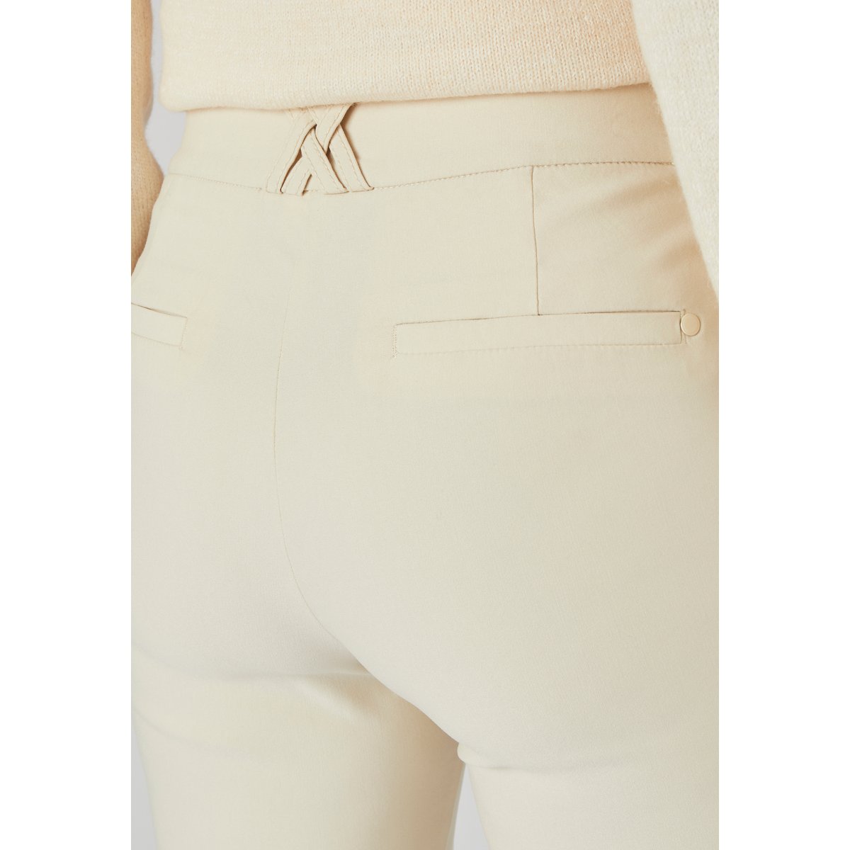 Pantalon toile stretch marron ivoire, DAMART