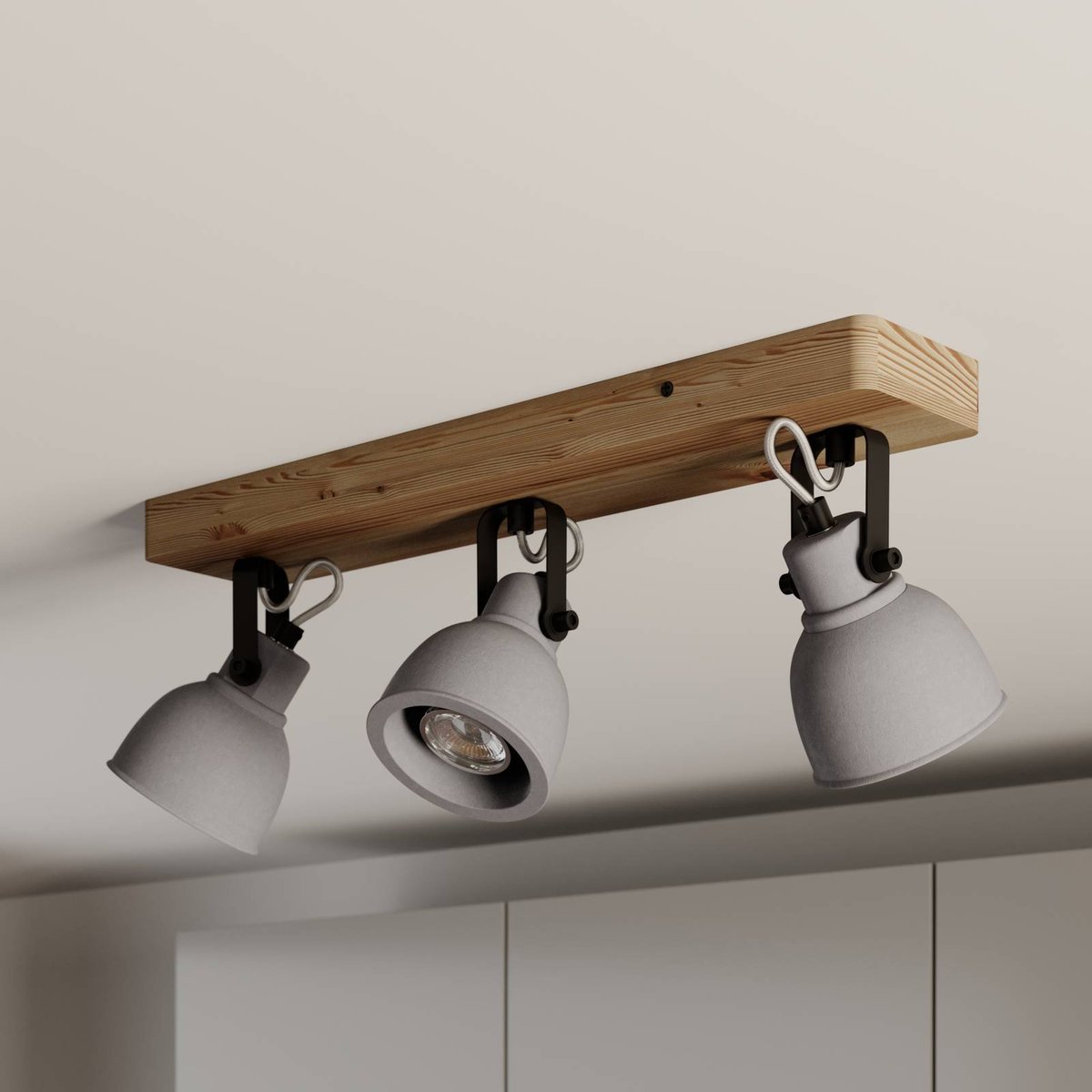 Spot industriel, Mitis gris, bois clair, LINDBY